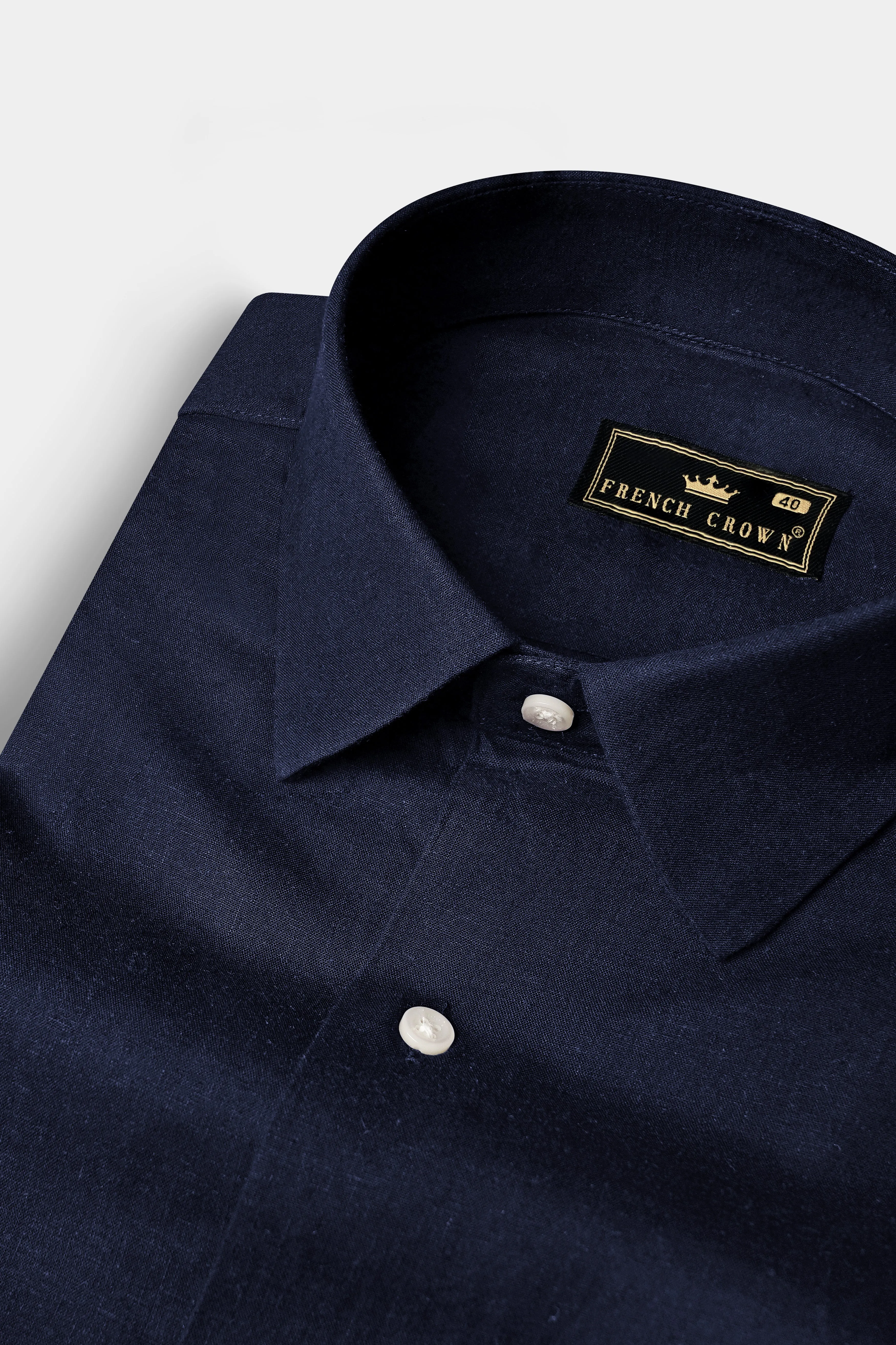 Millenium Blue Textured Luxurious Linen Shirt sold by French Crown