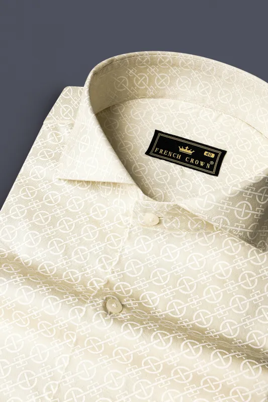 Almond Cream Prints Subtle Sheen Super Soft Premium Cotton Shirt sold by French Crown