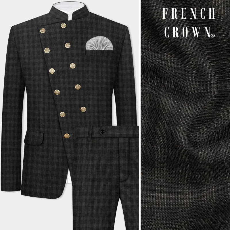 Thunder Gray Plaid Wool Rich Suit sold by French Crown