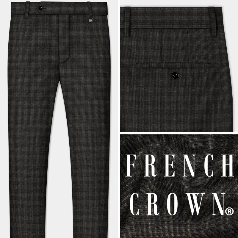 Thunder Brown Plaid Wool Blend Pant sold by French Crown