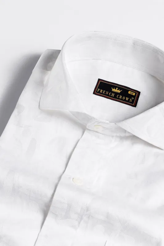 Milk White Jacquard Textured Premium Giza Cotton Shirt sold by French Crown