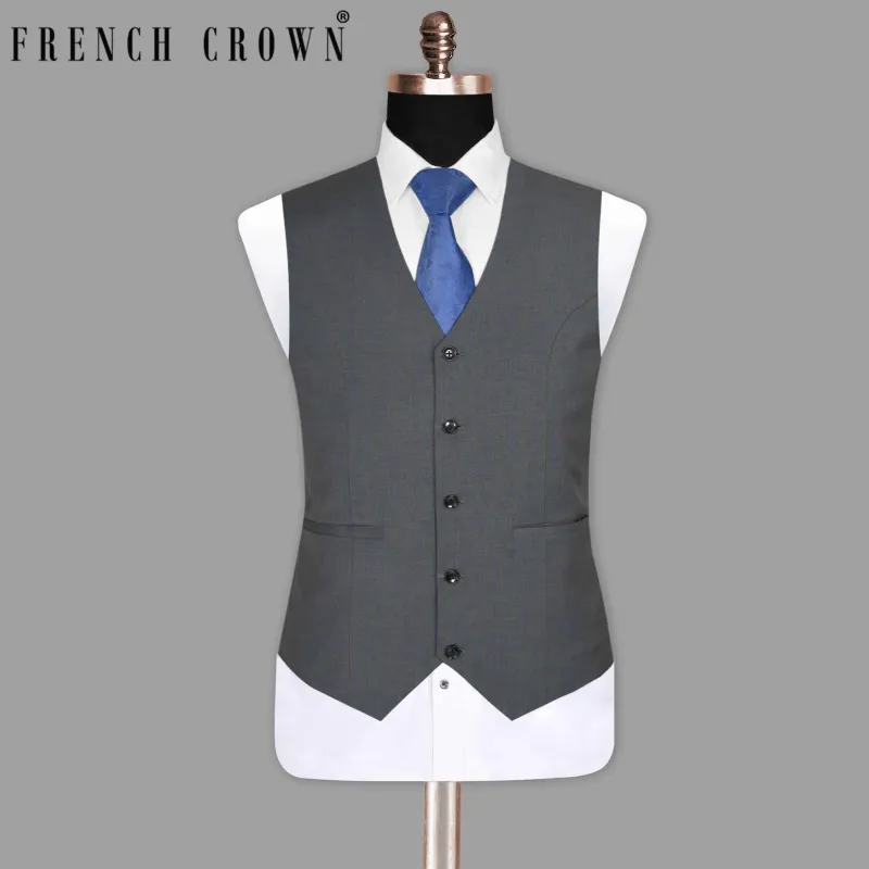 Smoky Grey Subtle Windowpane Waistcoat sold by French Crown