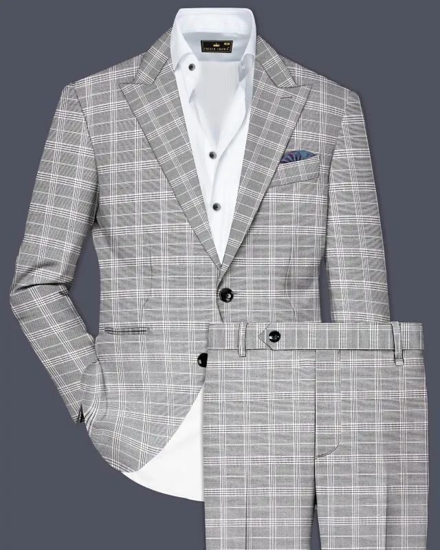 Venus Gray Plaid Wool Rich Single Breasted Suit made by French Crown