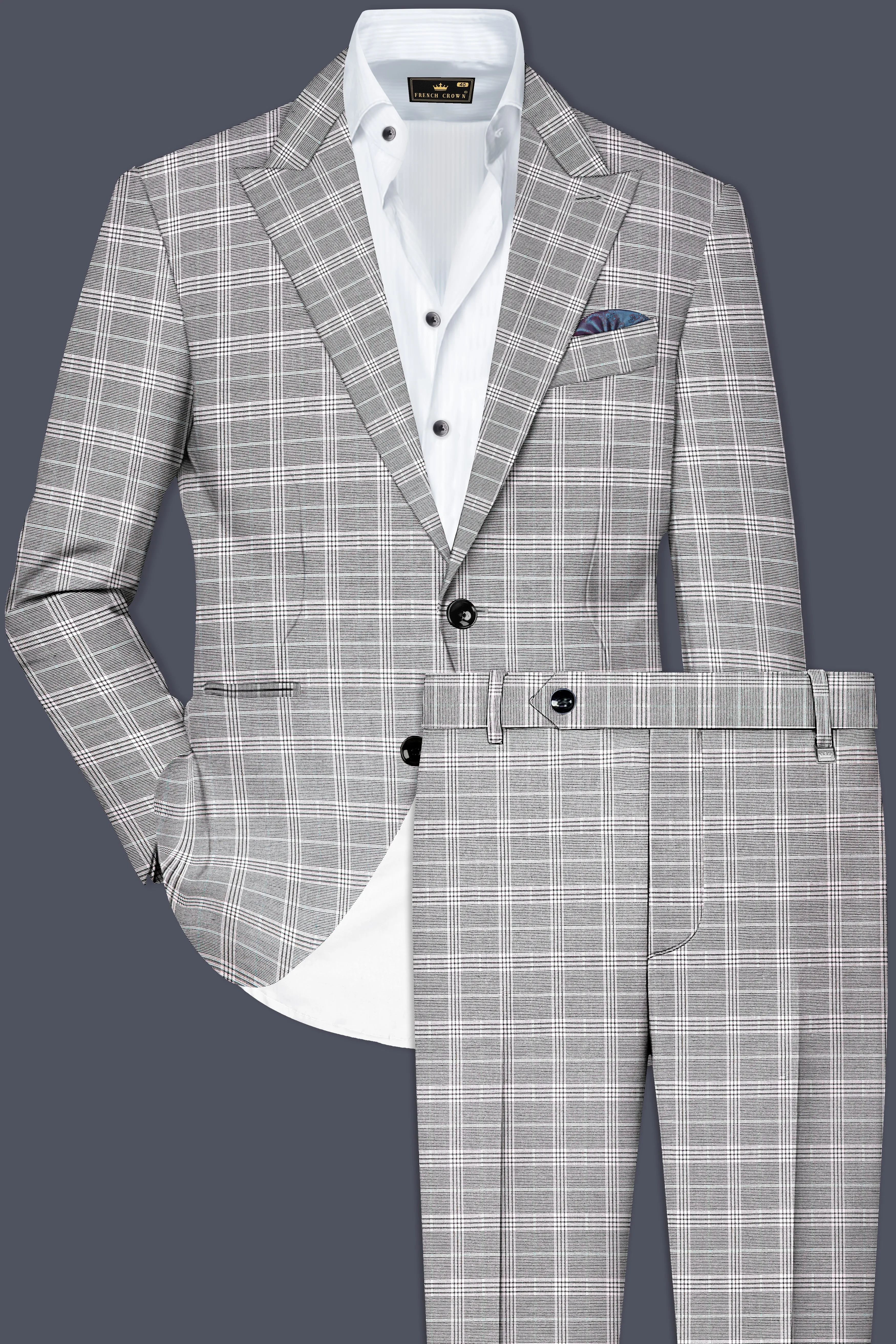 Venus Gray Plaid Wool Rich Single Breasted Suit sold by French Crown product image thumbnail 2