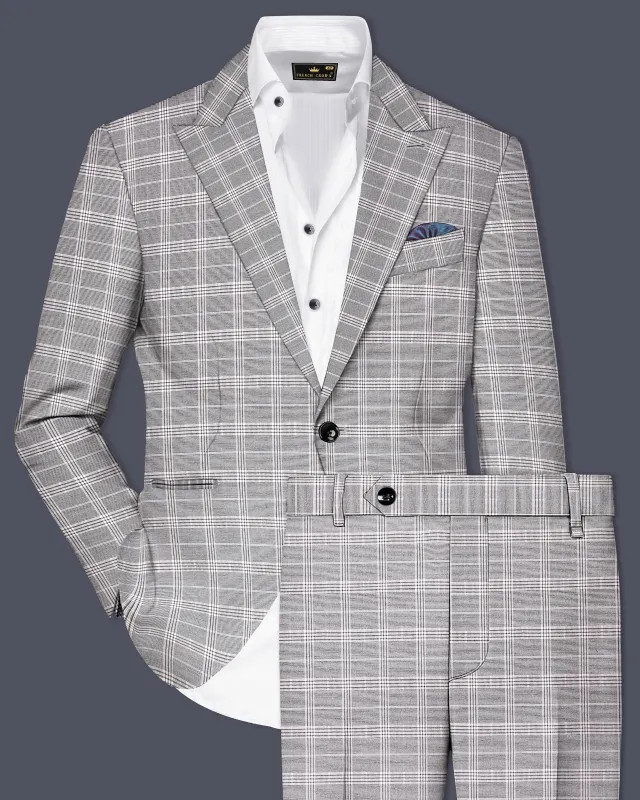 Monsoon Gray Plaid Wool Rich Single Breasted Suit sold by French Crown