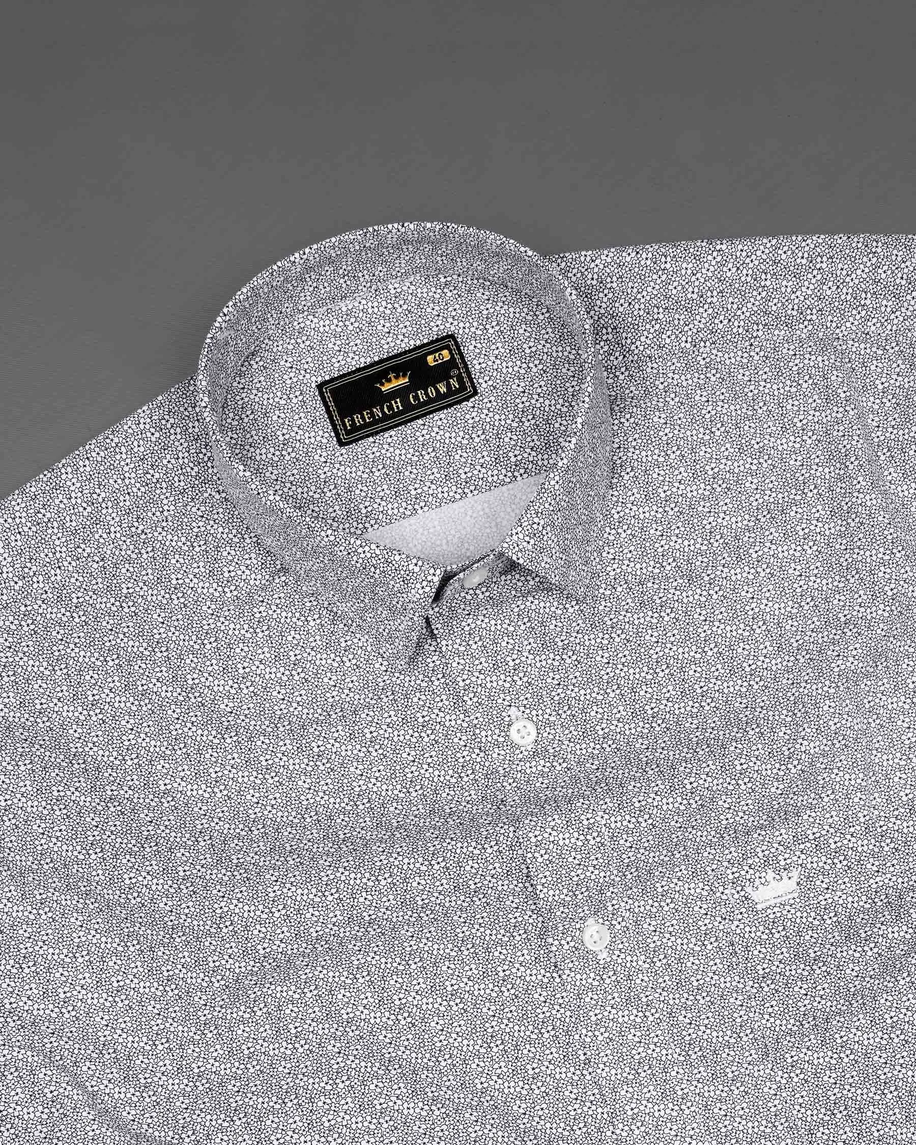 Bright White and Black Ditzy Printed Premium Cotton Shirt sold by French Crown product image thumbnail 4