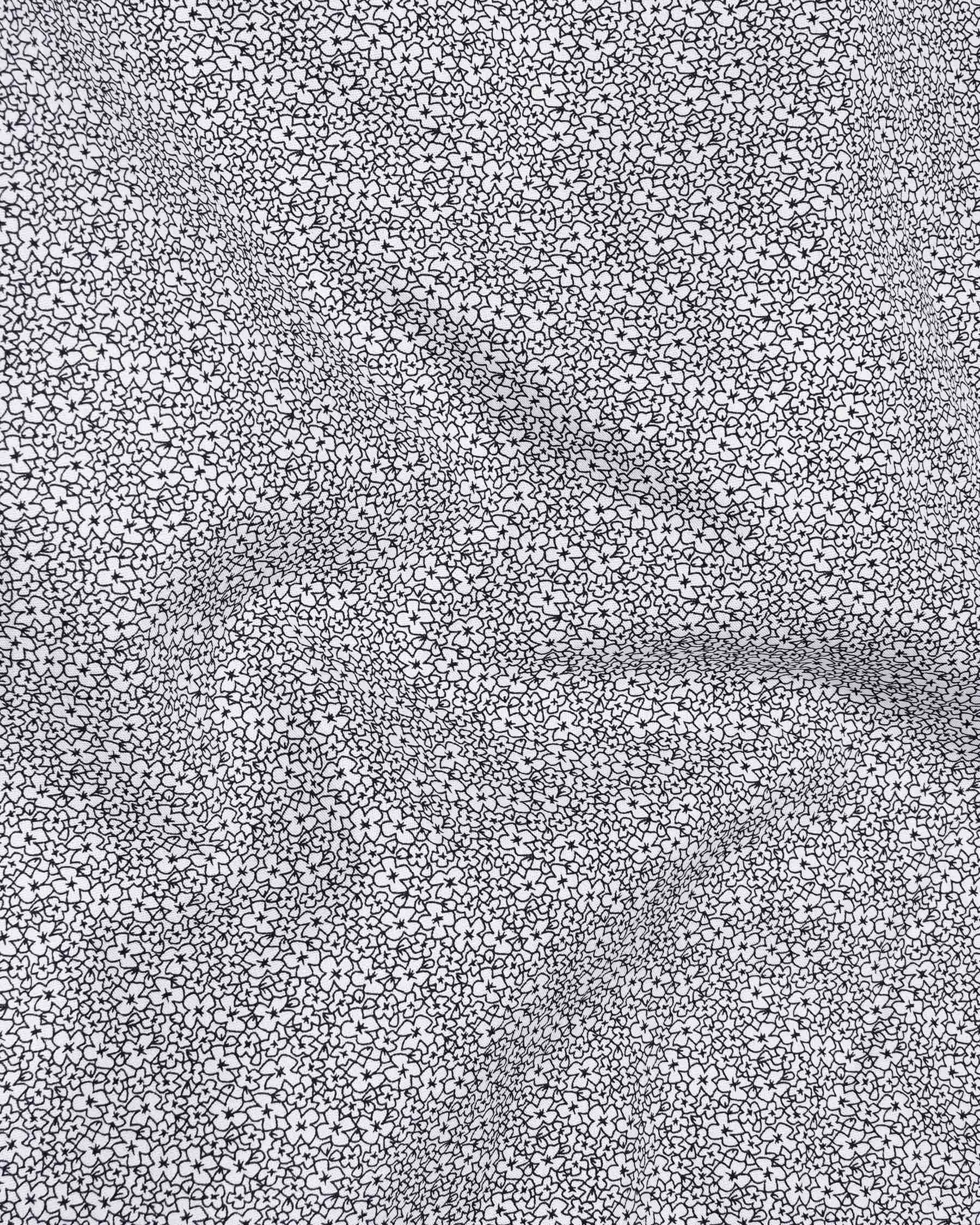 Bright White and Black Ditzy Printed Premium Cotton Shirt sold by French Crown product image thumbnail 2