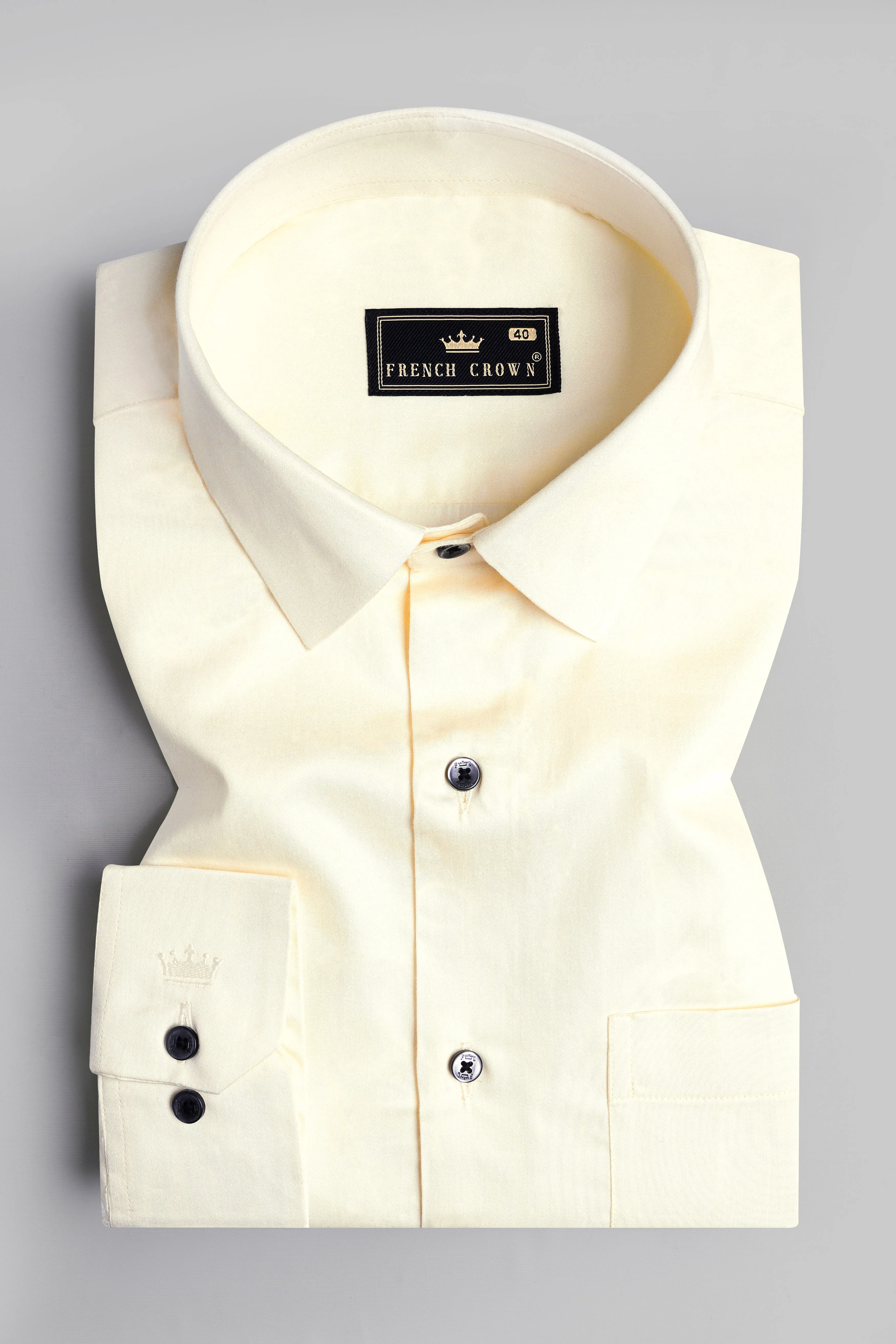 Fantasy Cream Subtle Sheen Super Soft Premium Cotton Shirt sold by French Crown product image thumbnail 3