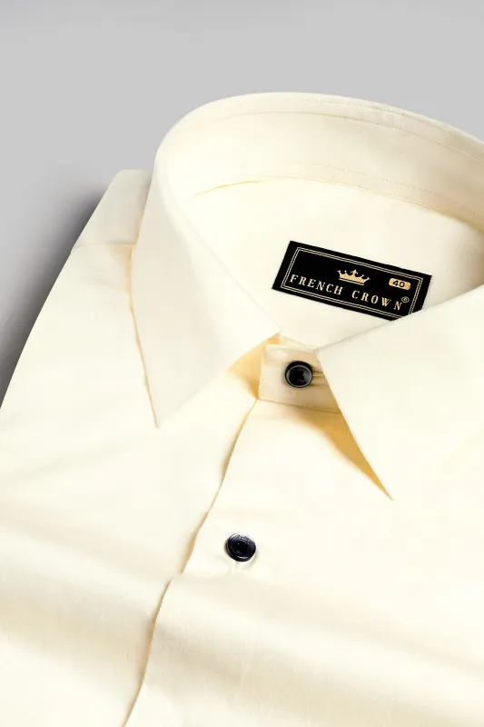 Fantasy Cream Subtle Sheen Super Soft Premium Cotton Shirt sold by French Crown