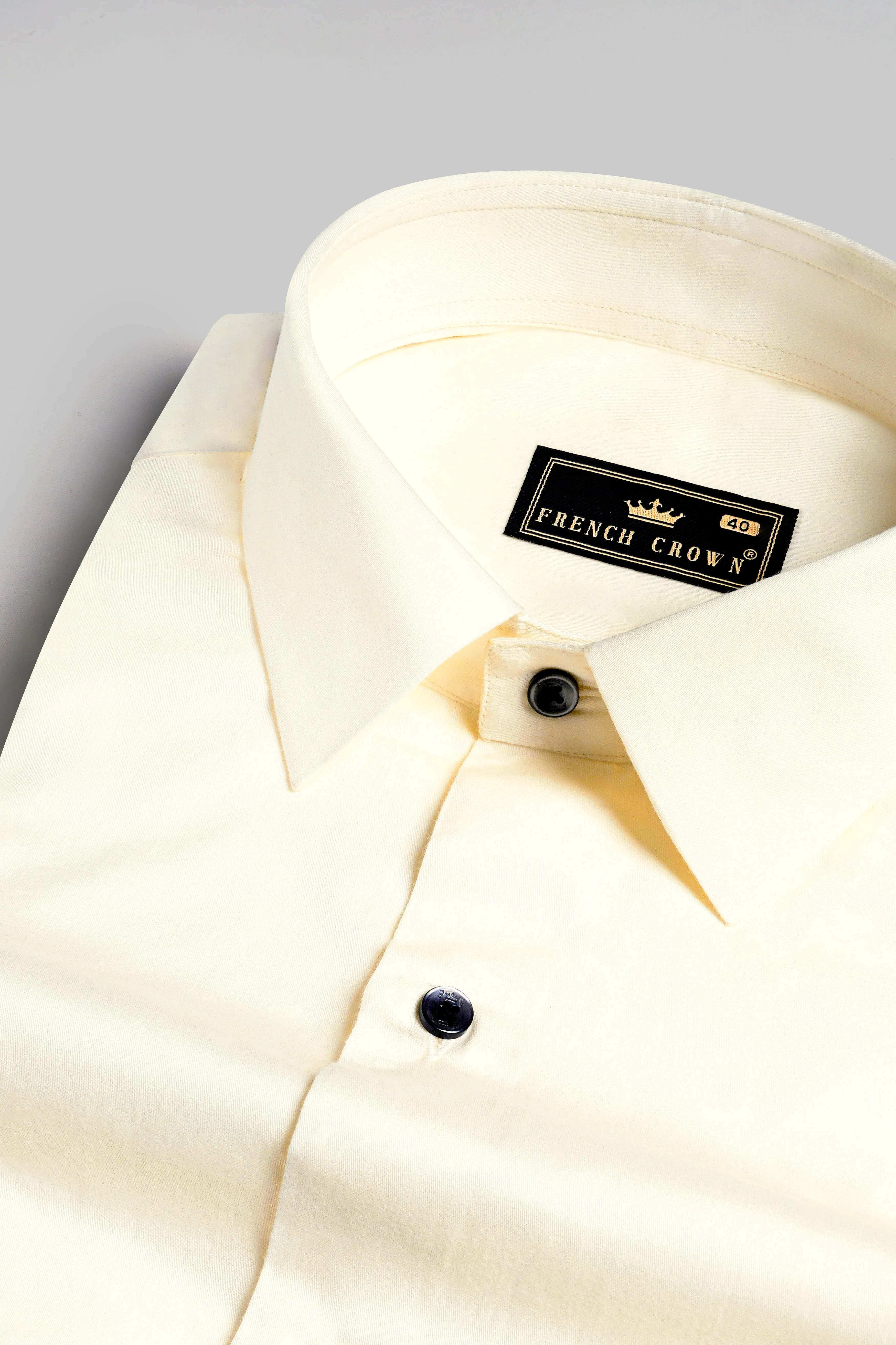 Fantasy Cream Subtle Sheen Super Soft Premium Cotton Shirt sold by French Crown