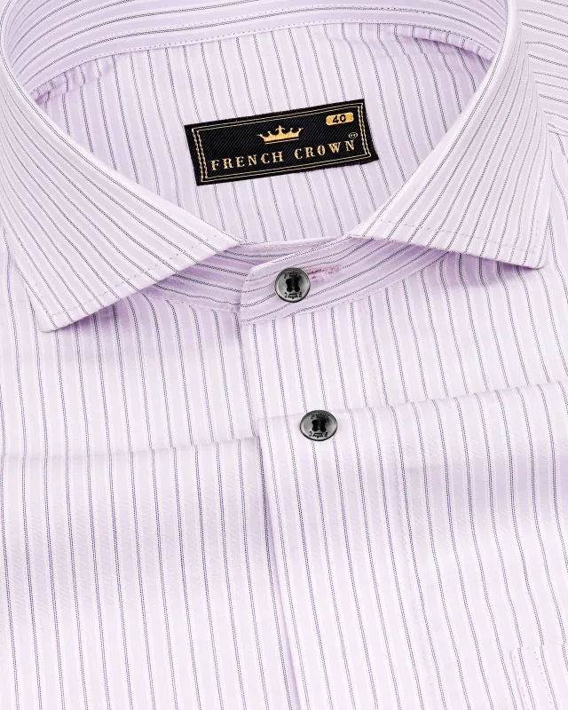 Prim Purple with Ebony Black Striped Premium Cotton Shirt sold by French Crown