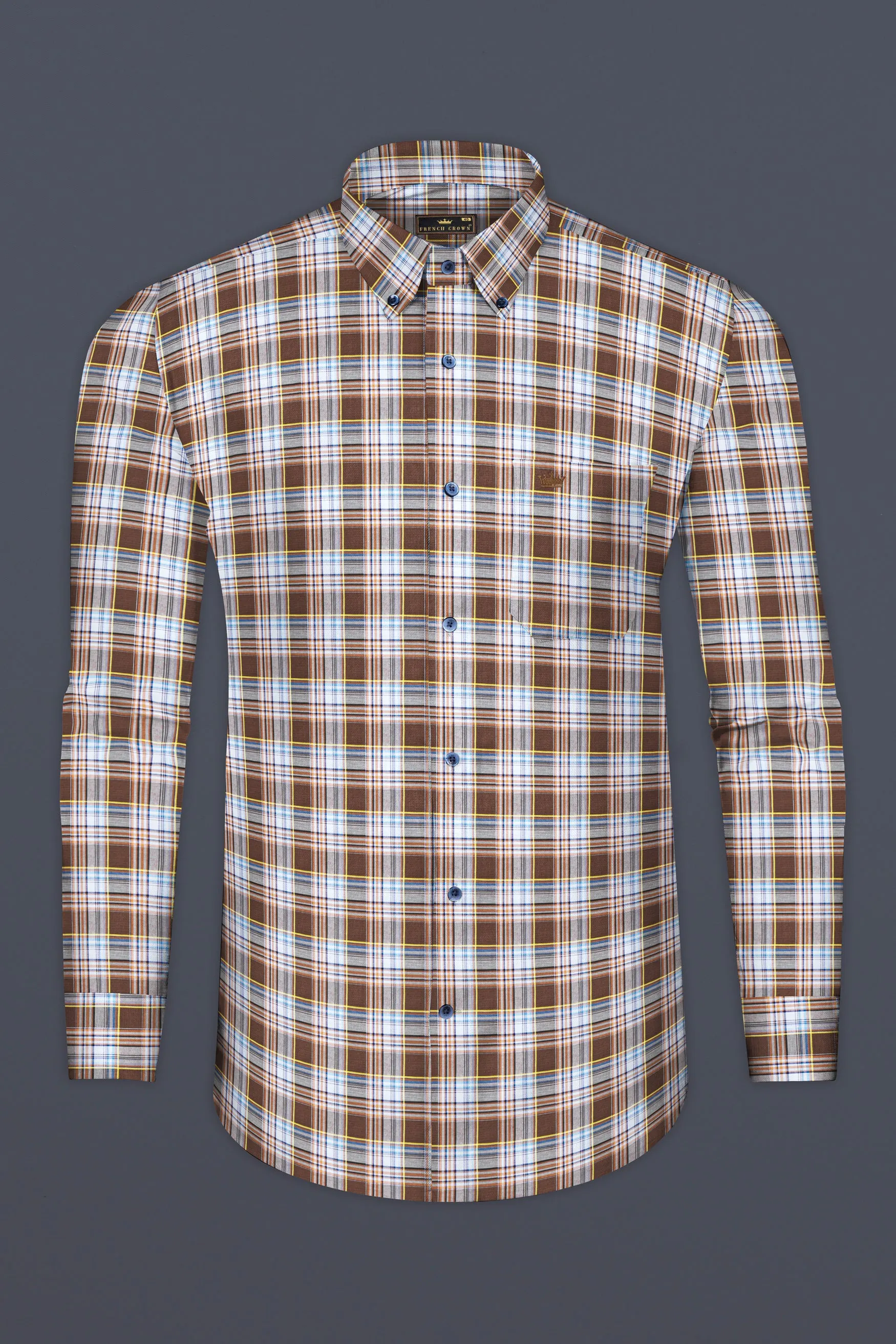 Shingle Fawn Multicolour Plaid Premium Cotton Shirt sold by French Crown product image thumbnail 4