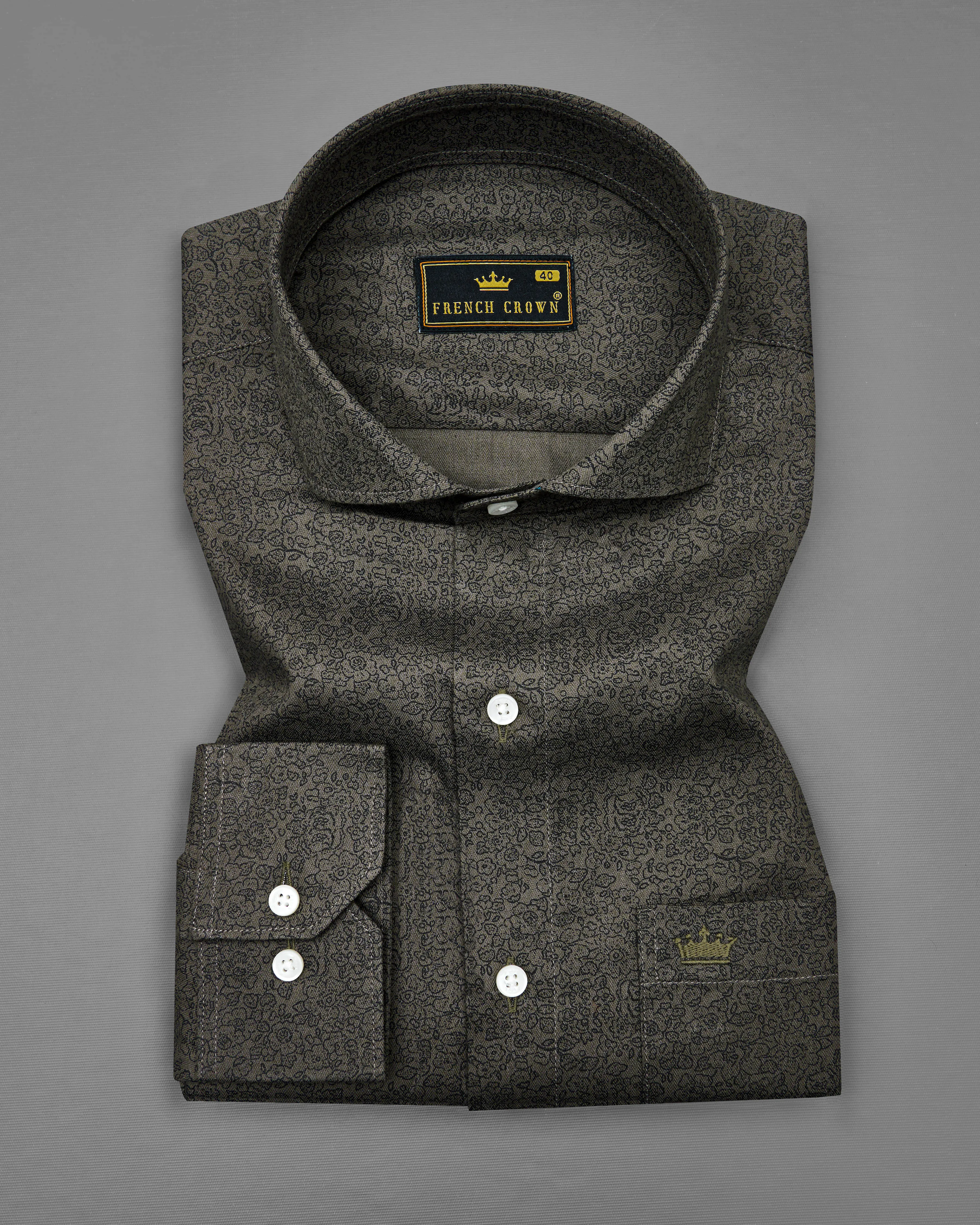 Dorado Green Ditsy Printed Dobby Premium Giza Cotton Shirt sold by French Crown product image thumbnail 3