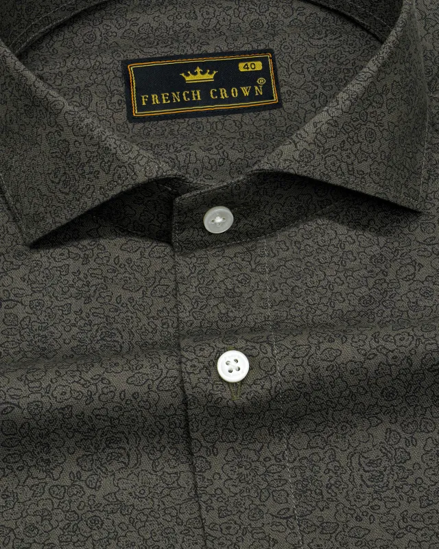 Dorado Green Ditsy Printed Dobby Premium Giza Cotton Shirt sold by French Crown