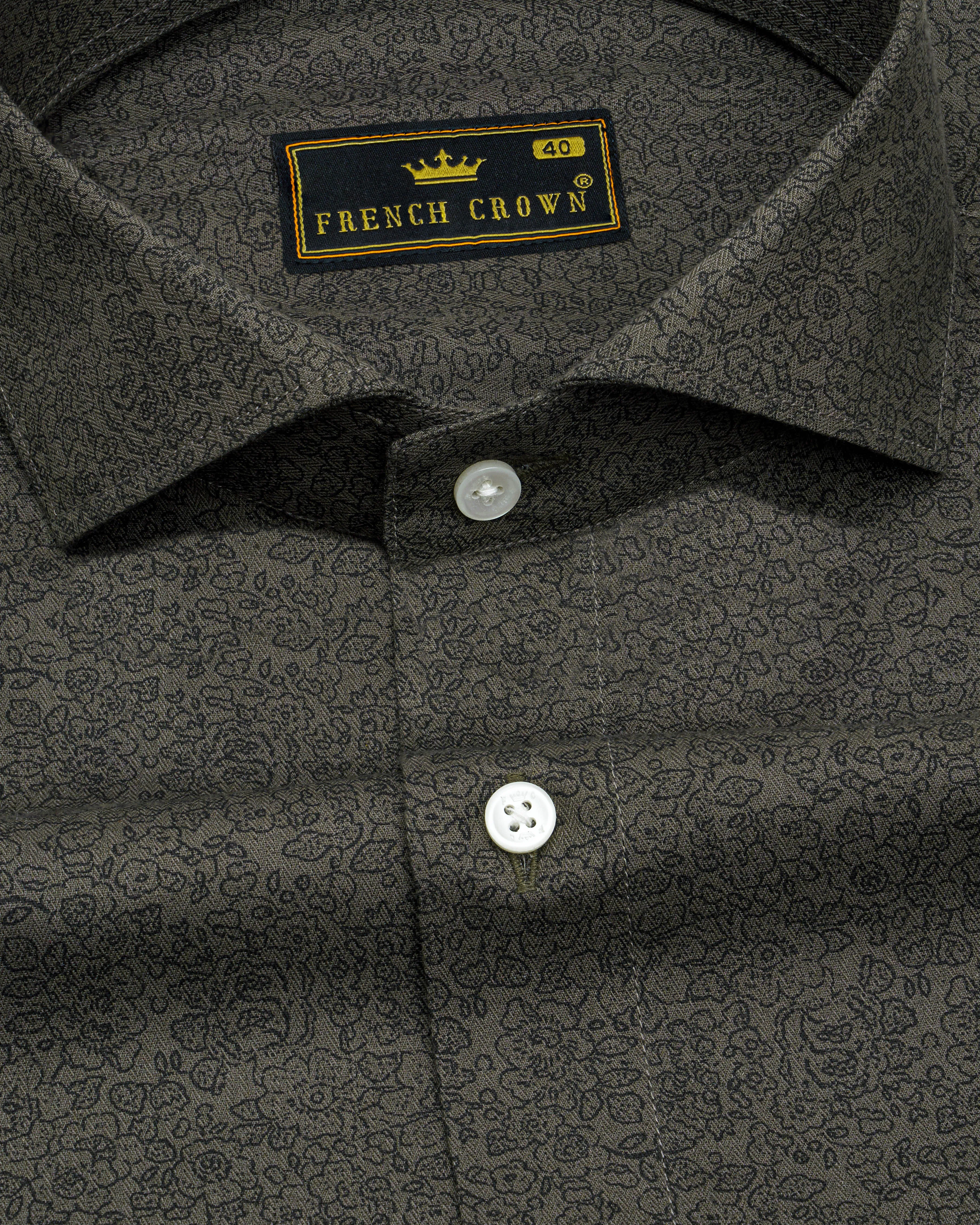 Dorado Green Ditsy Printed Dobby Premium Giza Cotton Shirt sold by French Crown