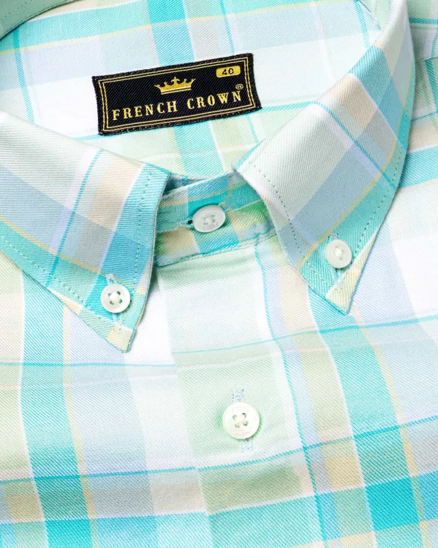 Scrunchie with Edgewater Gray Plaid Twill Premium Cotton Shirt sold by French Crown