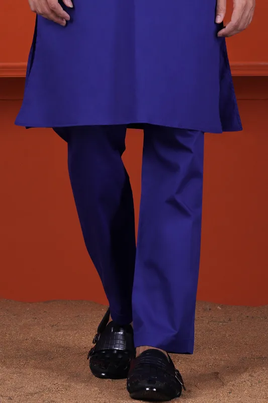 Indigo Blue Kurta Subtle Sheen Super Soft Premium Cotton Pajama F-3824 sold by French Crown