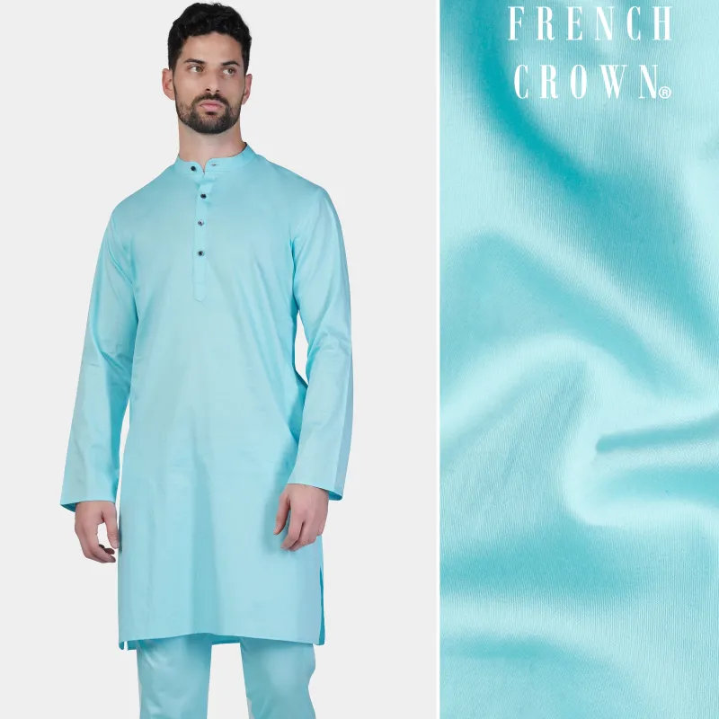 Blizzard Blue Subtle Sheen Super Soft Premium Cotton Kurta sold by French Crown