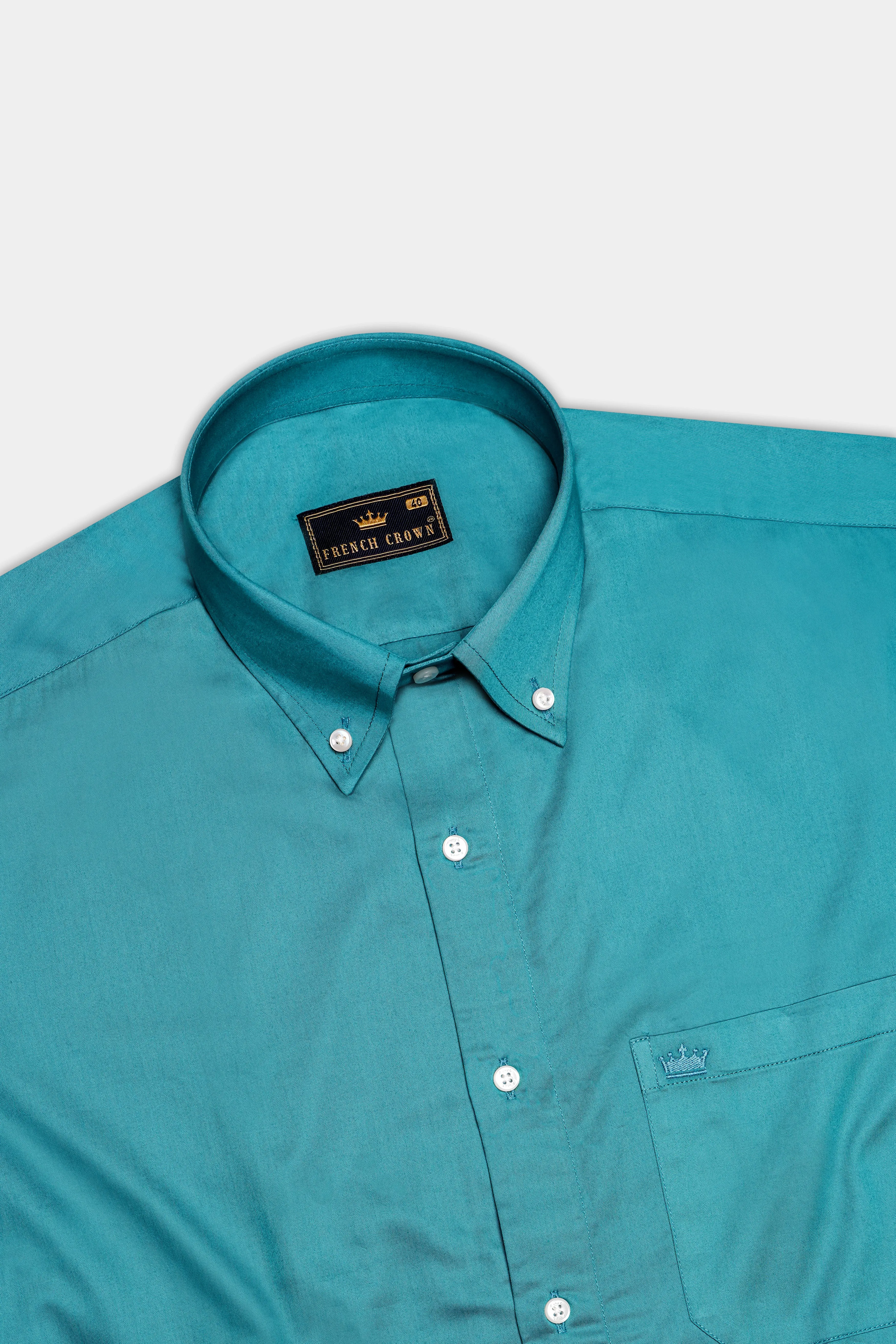 Smalt Green Super Soft Premium Cotton Shirt sold by French Crown product image thumbnail 5
