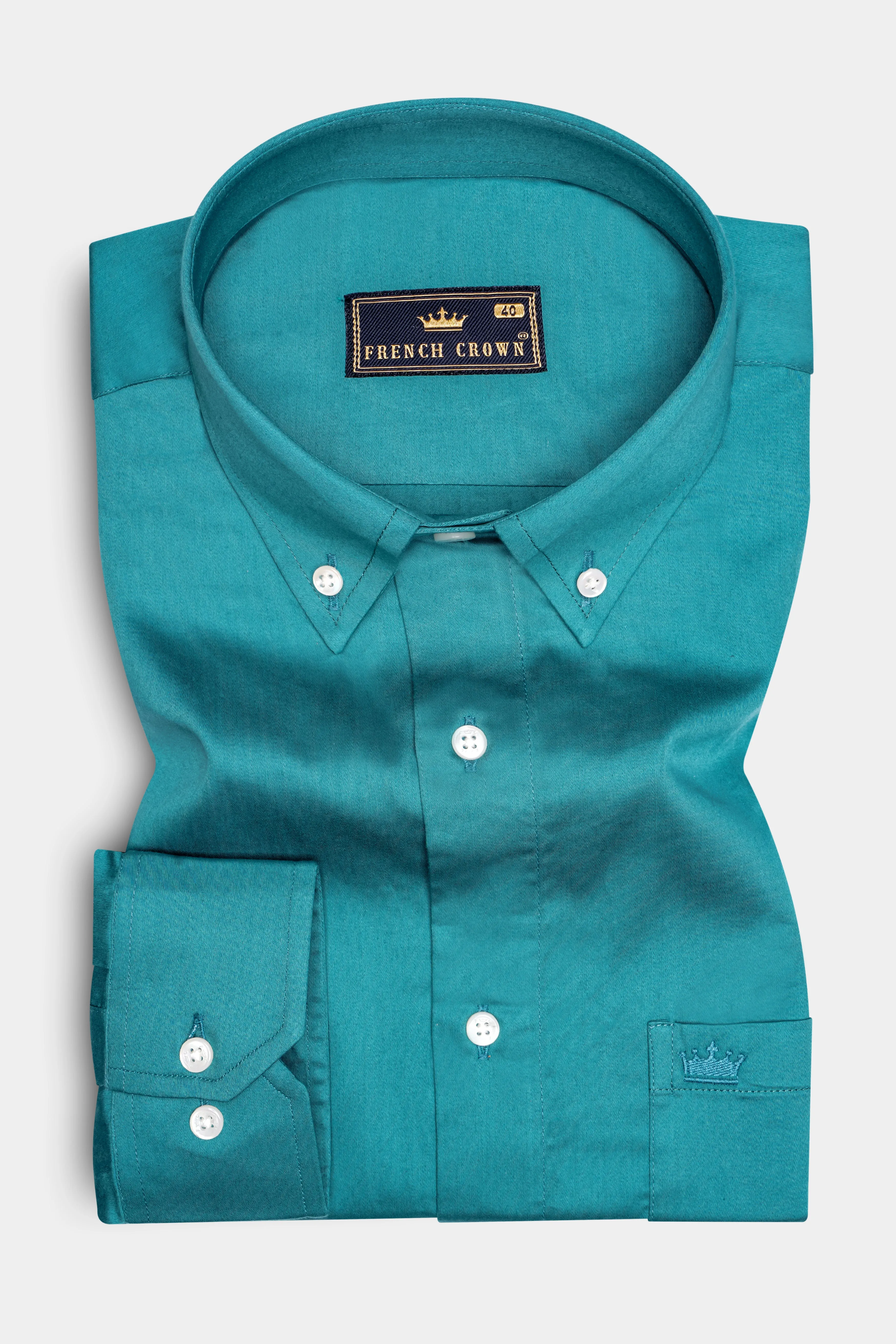 Smalt Green Super Soft Premium Cotton Shirt sold by French Crown product image thumbnail 4