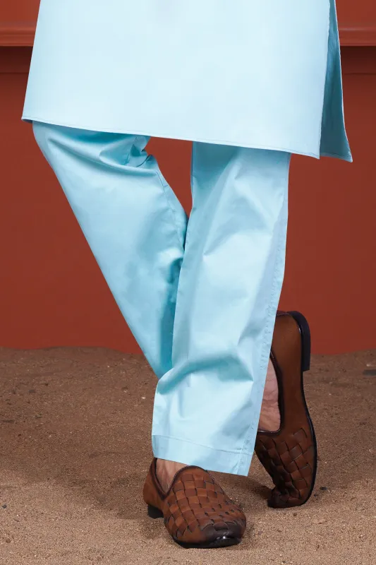 Sail Blue Subtle Sheen Super Soft Premium Cotton Pajama F-7917 sold by French Crown