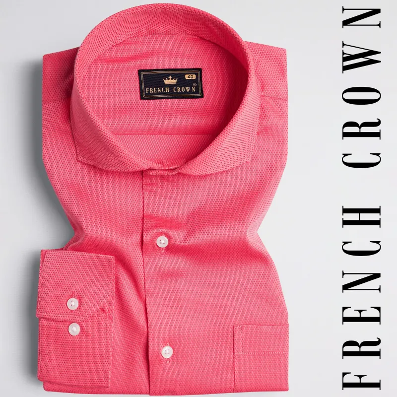 Rosy Pink Dobby Textured Premium Giza Cotton Shirt sold by French Crown