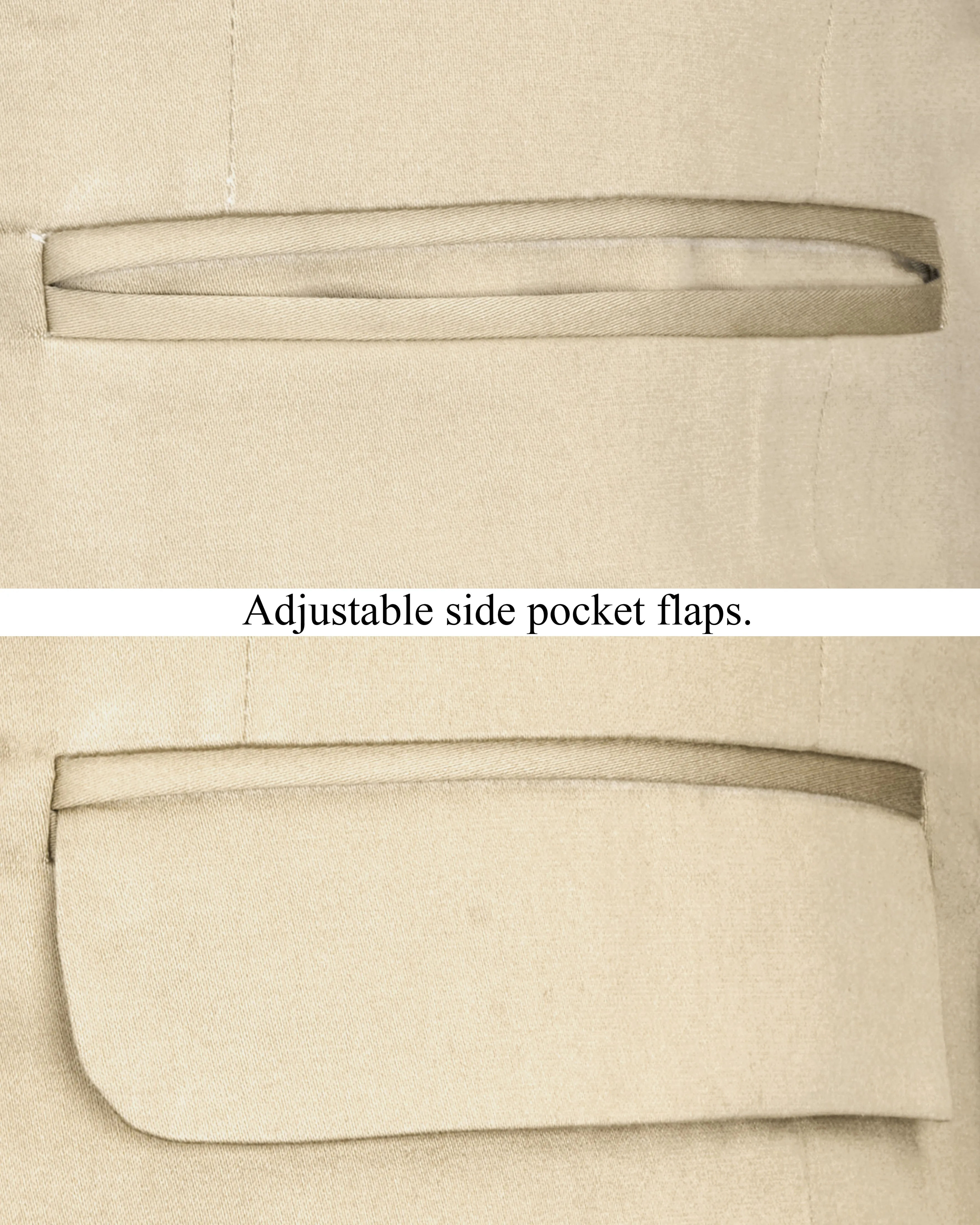 Moon Mist Beige Stretchable Cross Placket Bandhgala Premium Cotton traveler Blazer sold by French Crown product image thumbnail 5