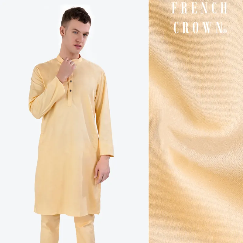 Hampton Beige Subtle Sheen Super Soft Premium Cotton Kurta sold by French Crown