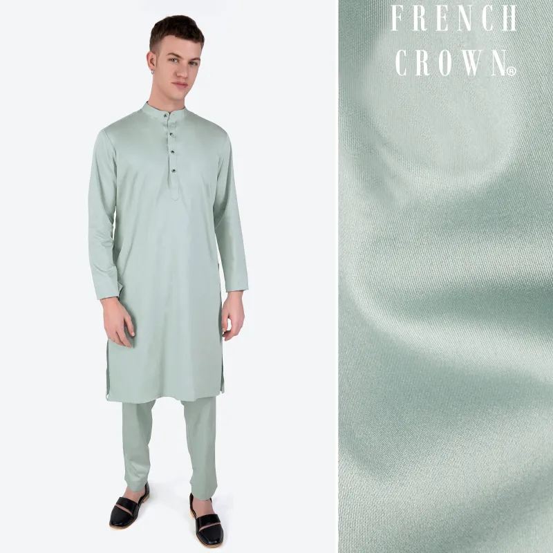 Periglacial Green Subtle Sheen Super Soft Premium Cotton Kurta Set sold by French Crown