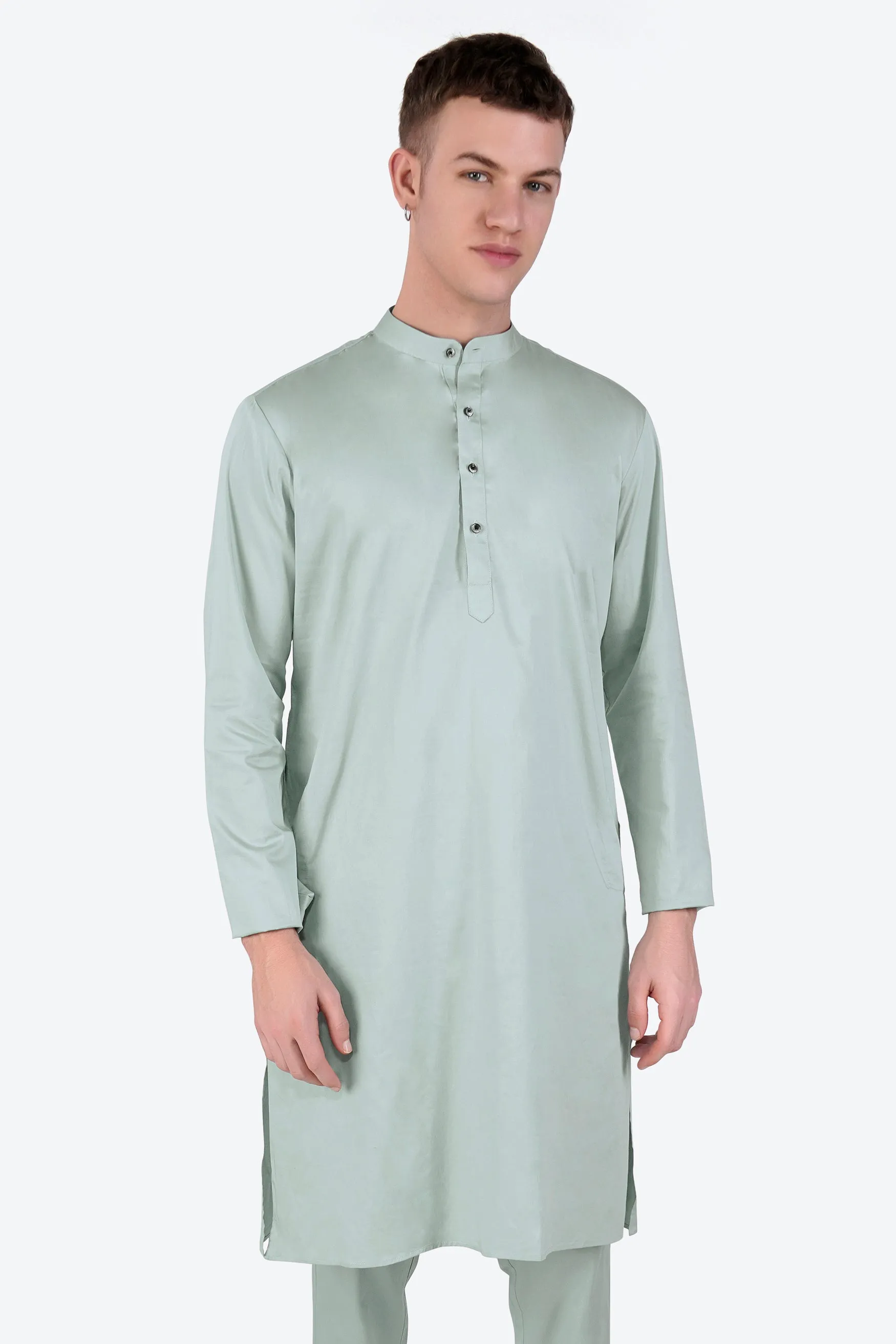 Periglacial Green Subtle Sheen Super Soft Premium Cotton Kurta sold by French Crown product image thumbnail 2