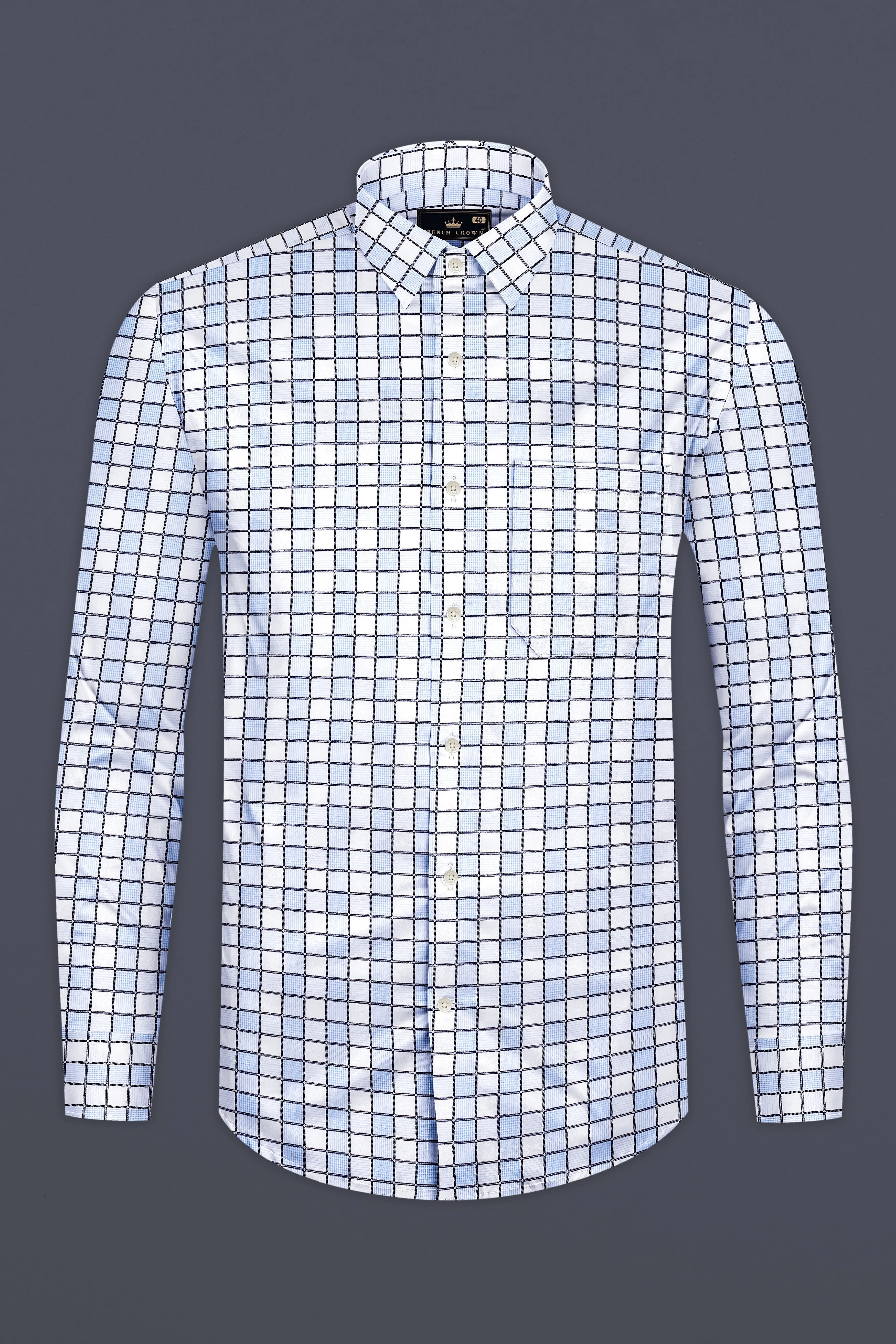 Angel Blue And Bright White Jacquard Textured Premium Cotton Shirt sold by French Crown product image thumbnail 4