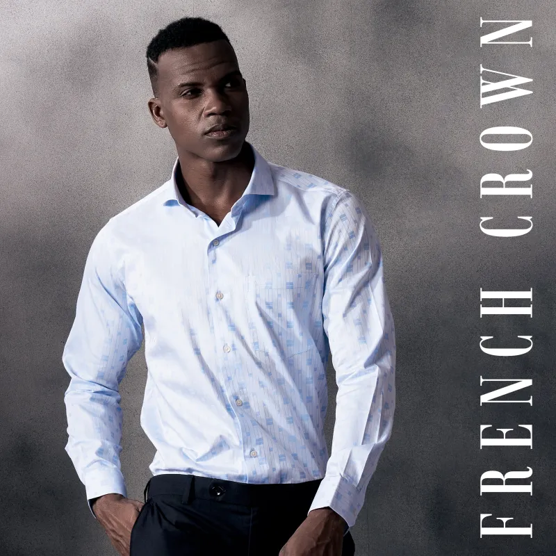 Tropical Blue Jacquard Textured Premium Cotton Shirt sold by French Crown