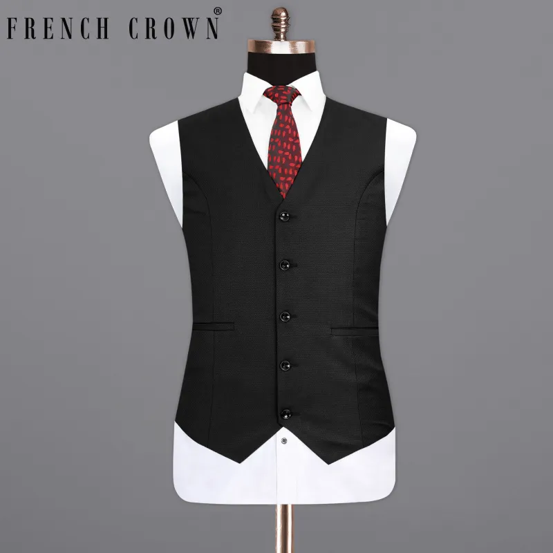 Jade Black diamond textured Waistcoat sold by French Crown