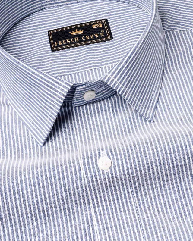Cascade Blue Striped Premium Cotton Shirt sold by French Crown