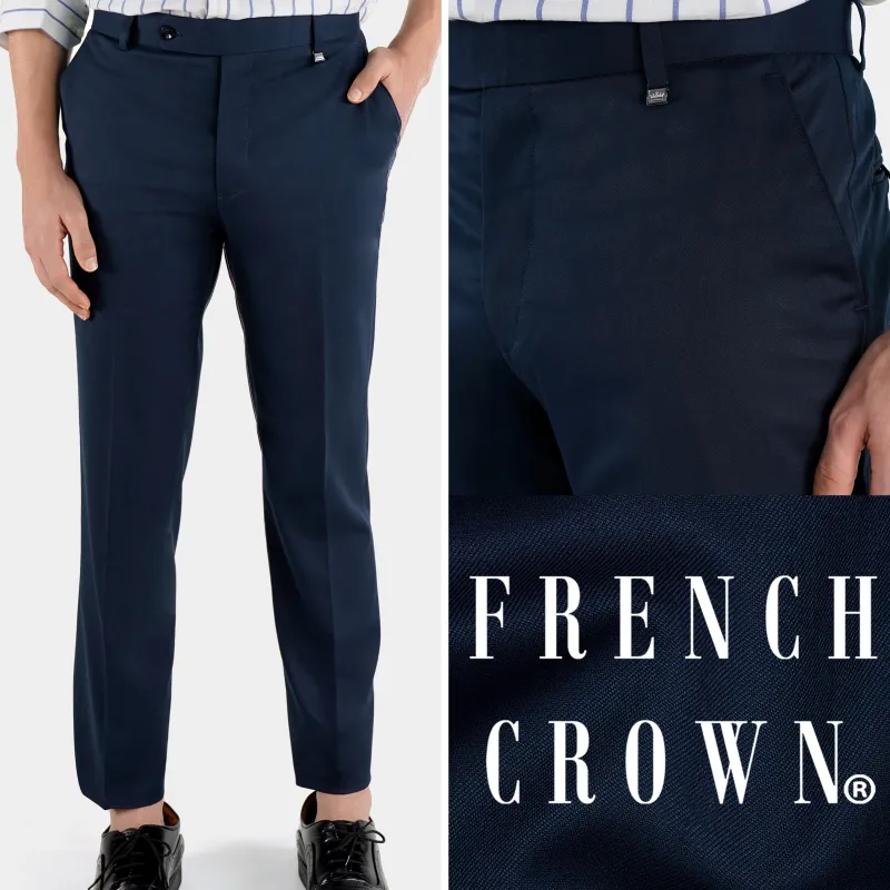 Charade Blue Wool Rich Pant sold by French Crown