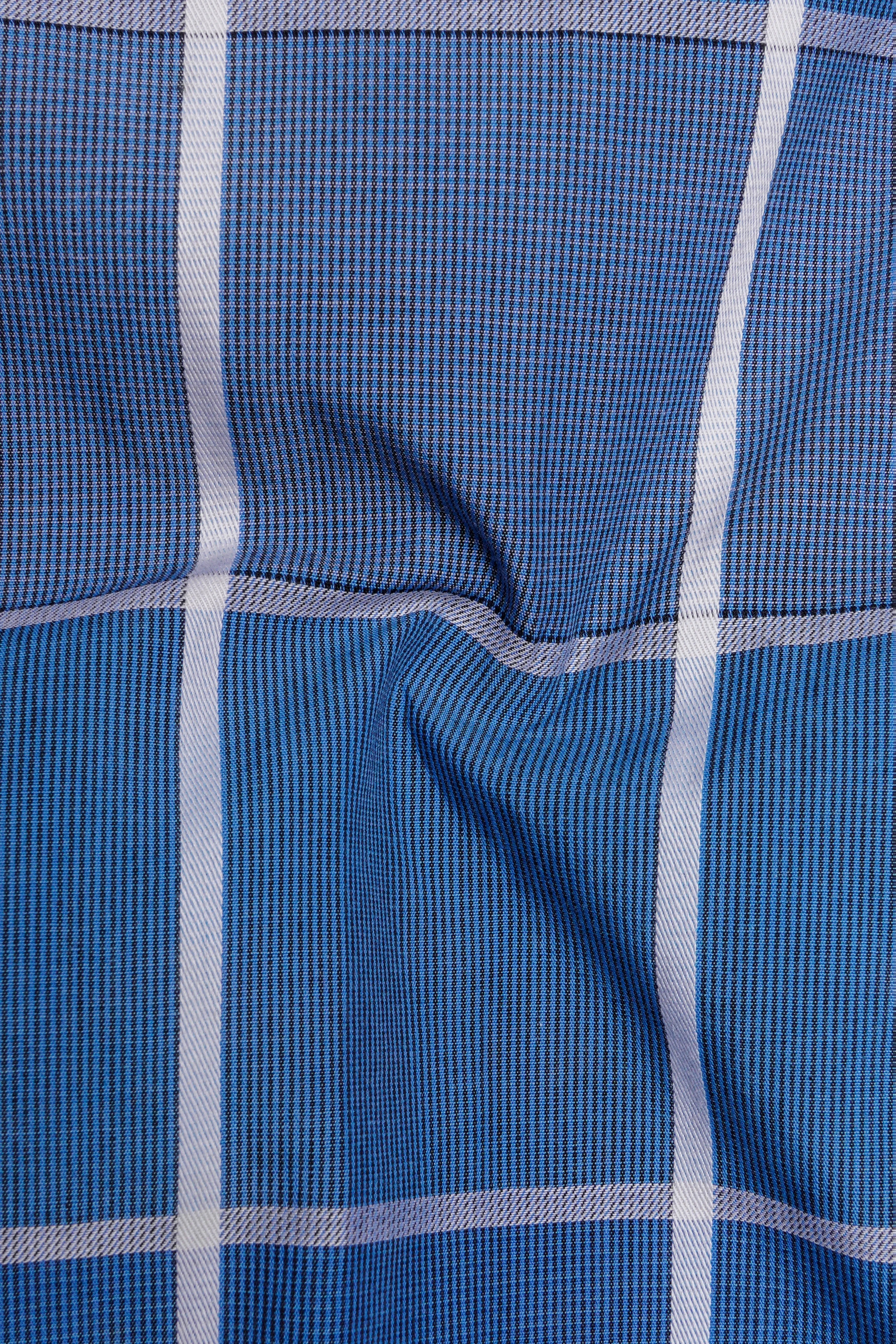 Fun Blue and White Windowpane Premium Cotton Shirt sold by French Crown product image thumbnail 3