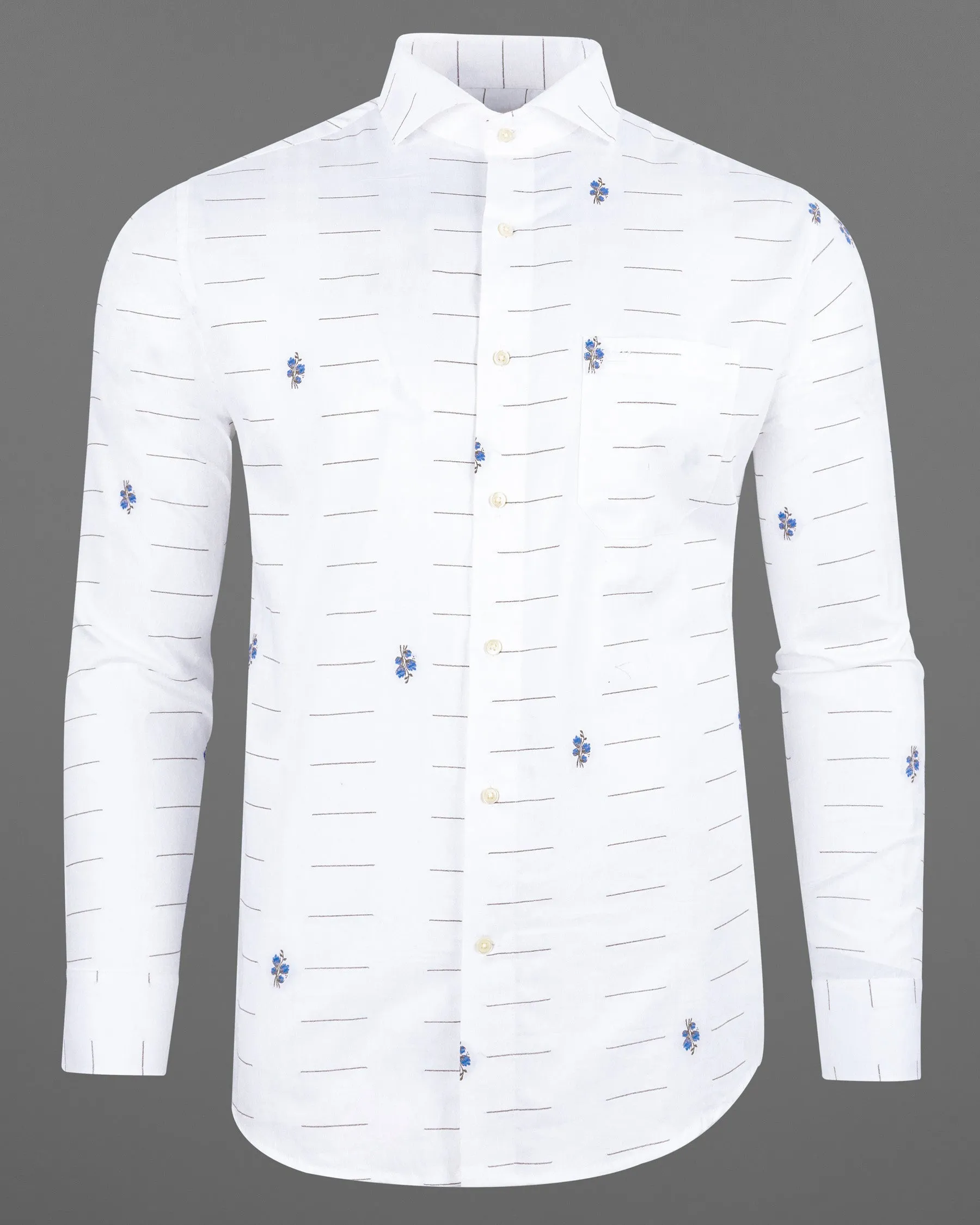 Bright White Jacquard Textured Premium Giza Cotton Shirt sold by French Crown product image thumbnail 2
