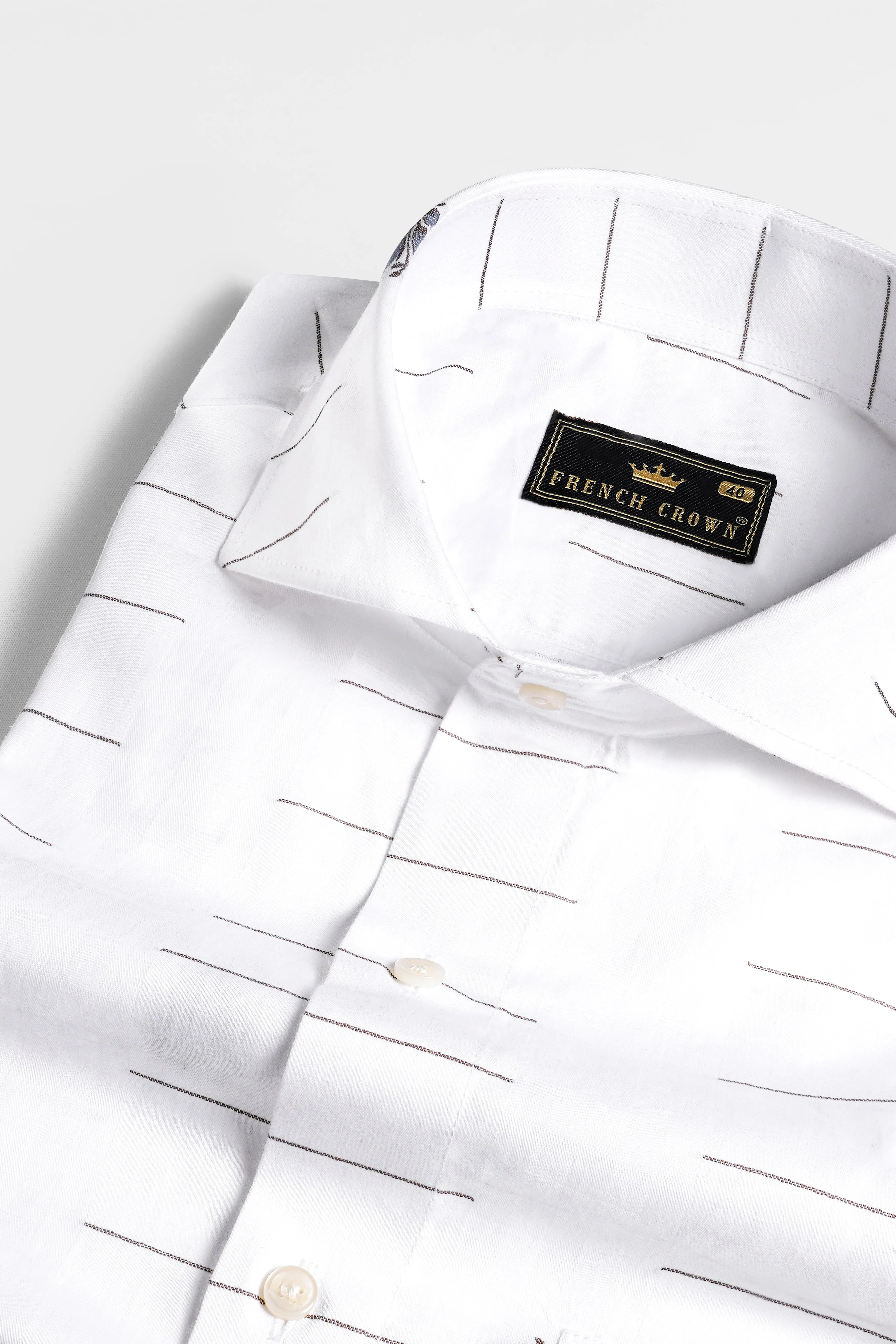 Bright White Jacquard Textured Premium Giza Cotton Shirt sold by French Crown product image thumbnail 4