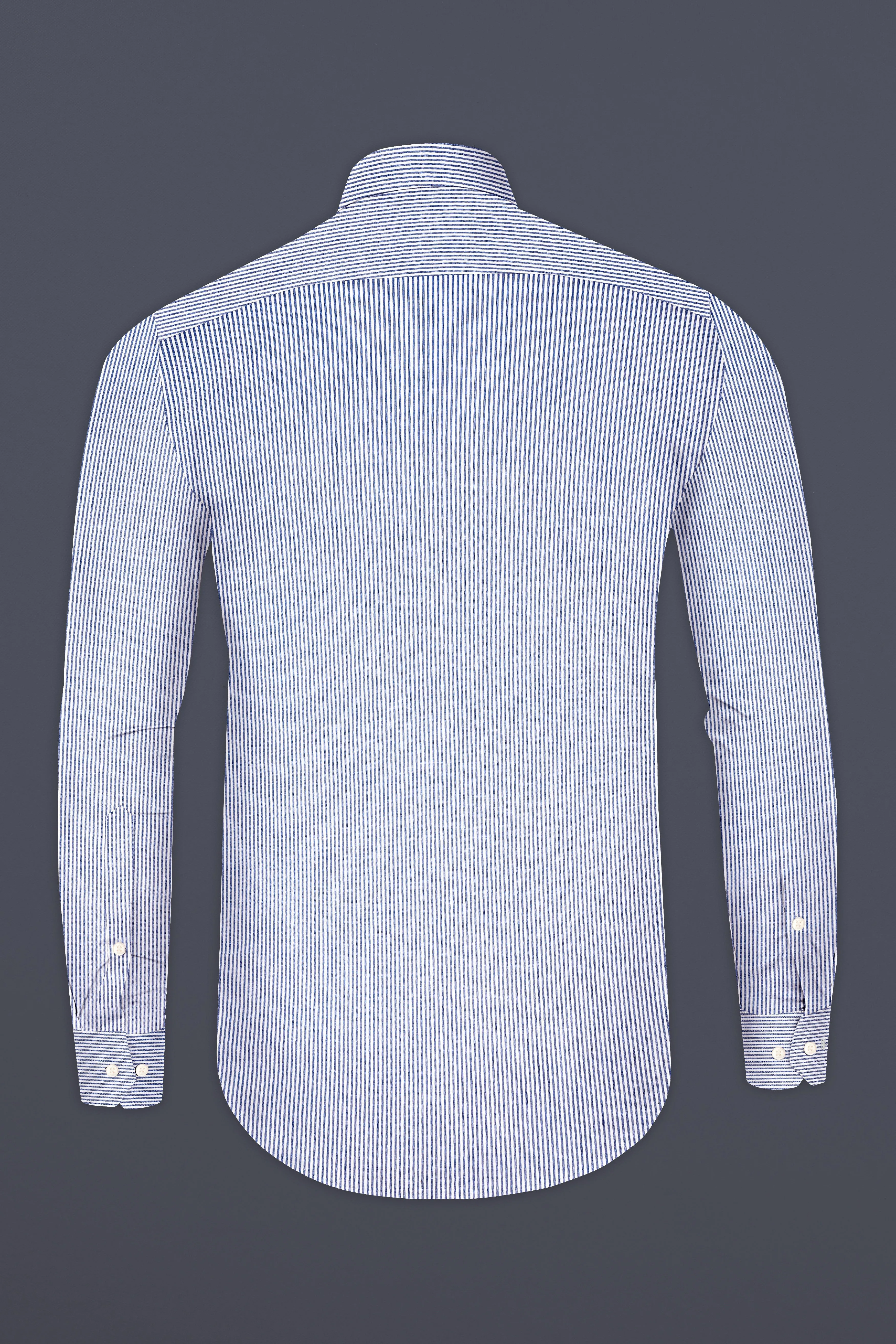 Dolphin Blue And Bright White Stripes Super Soft Premium Giza Cotton Shirt sold by French Crown product image thumbnail 5