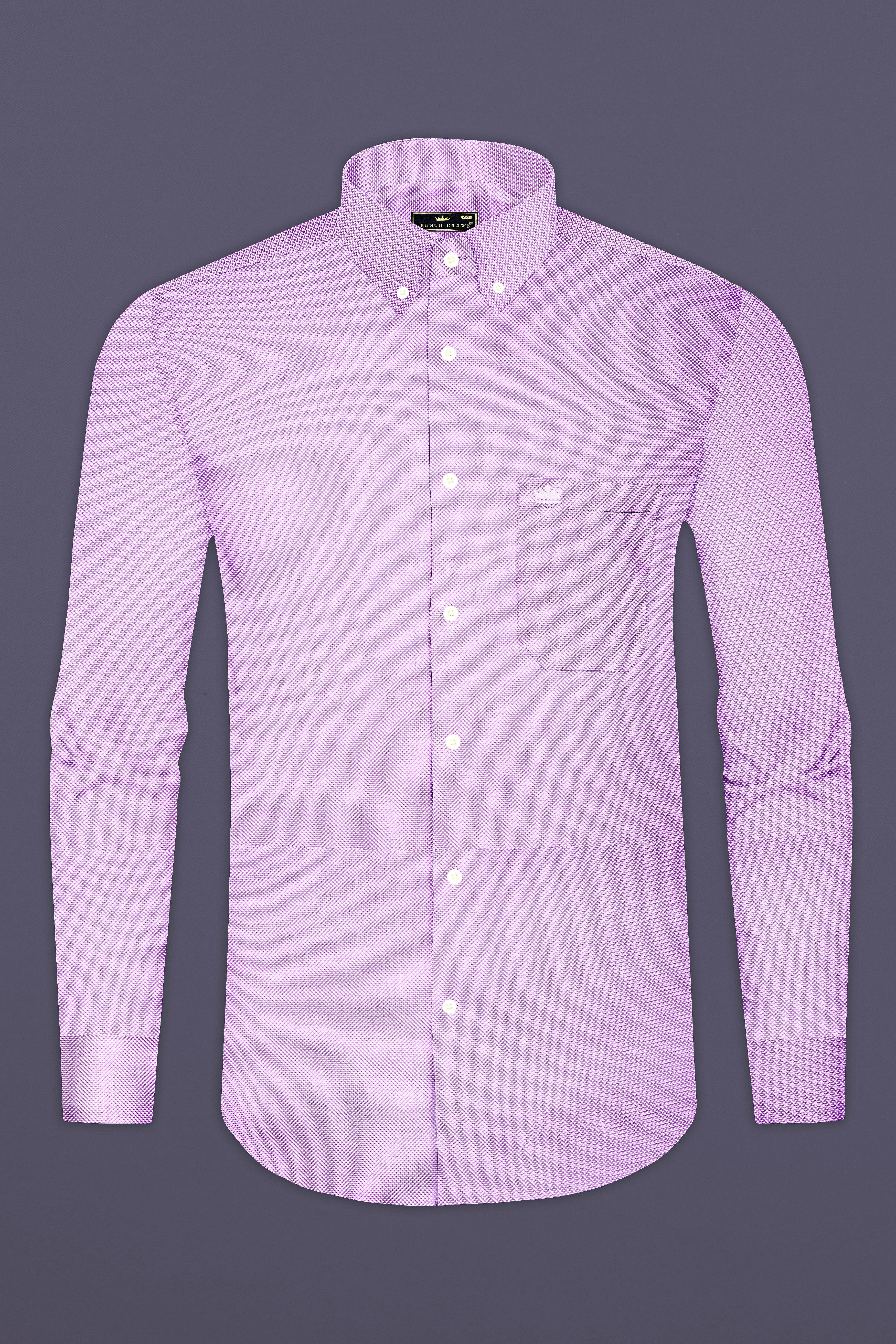 Orchid Purple Dobby Textured Premium Giza Cotton Shirt sold by French Crown product image thumbnail 4
