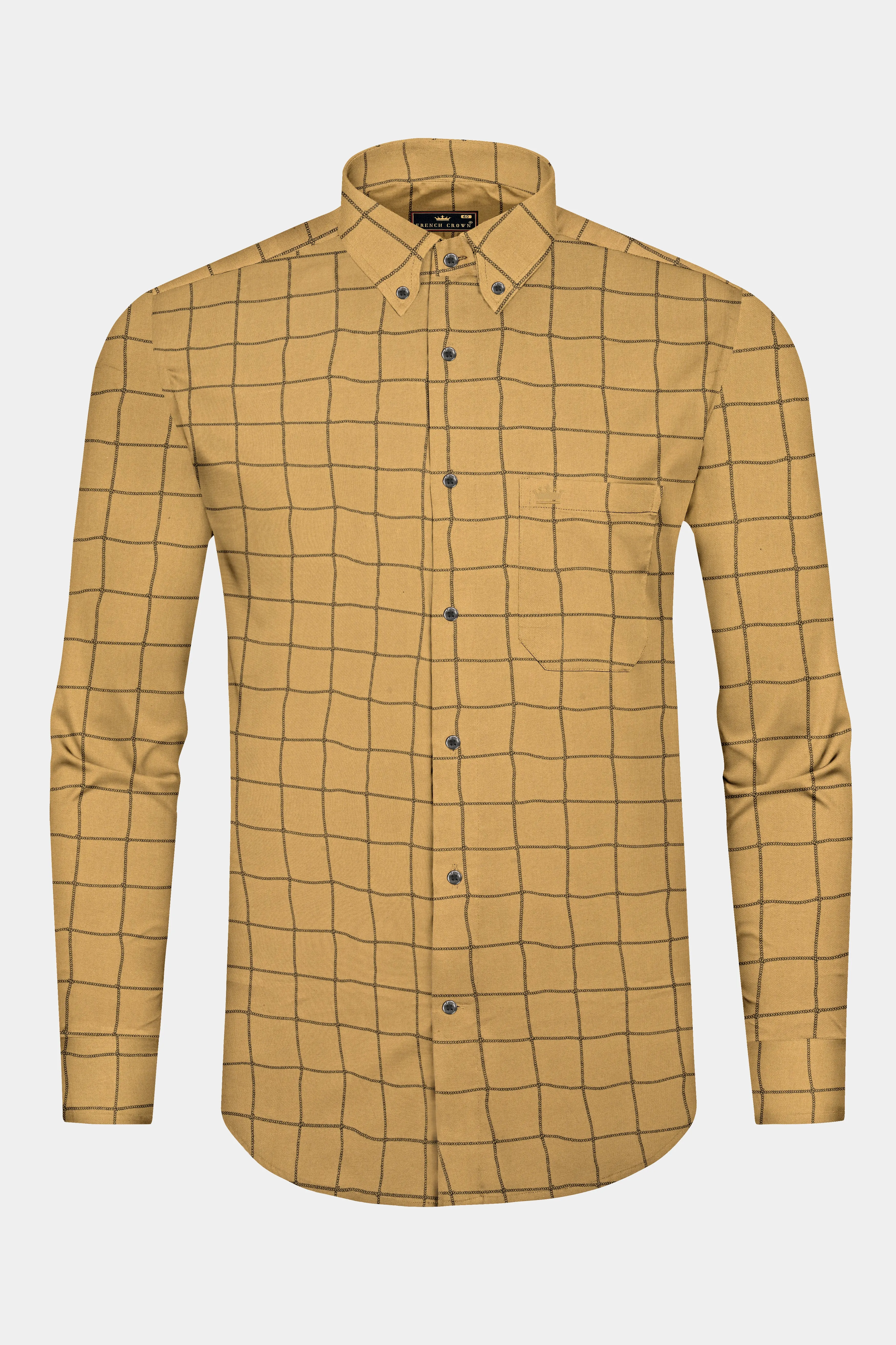 Muesli Brown Windowpane Royal Oxford Shirt sold by French Crown product image thumbnail 4