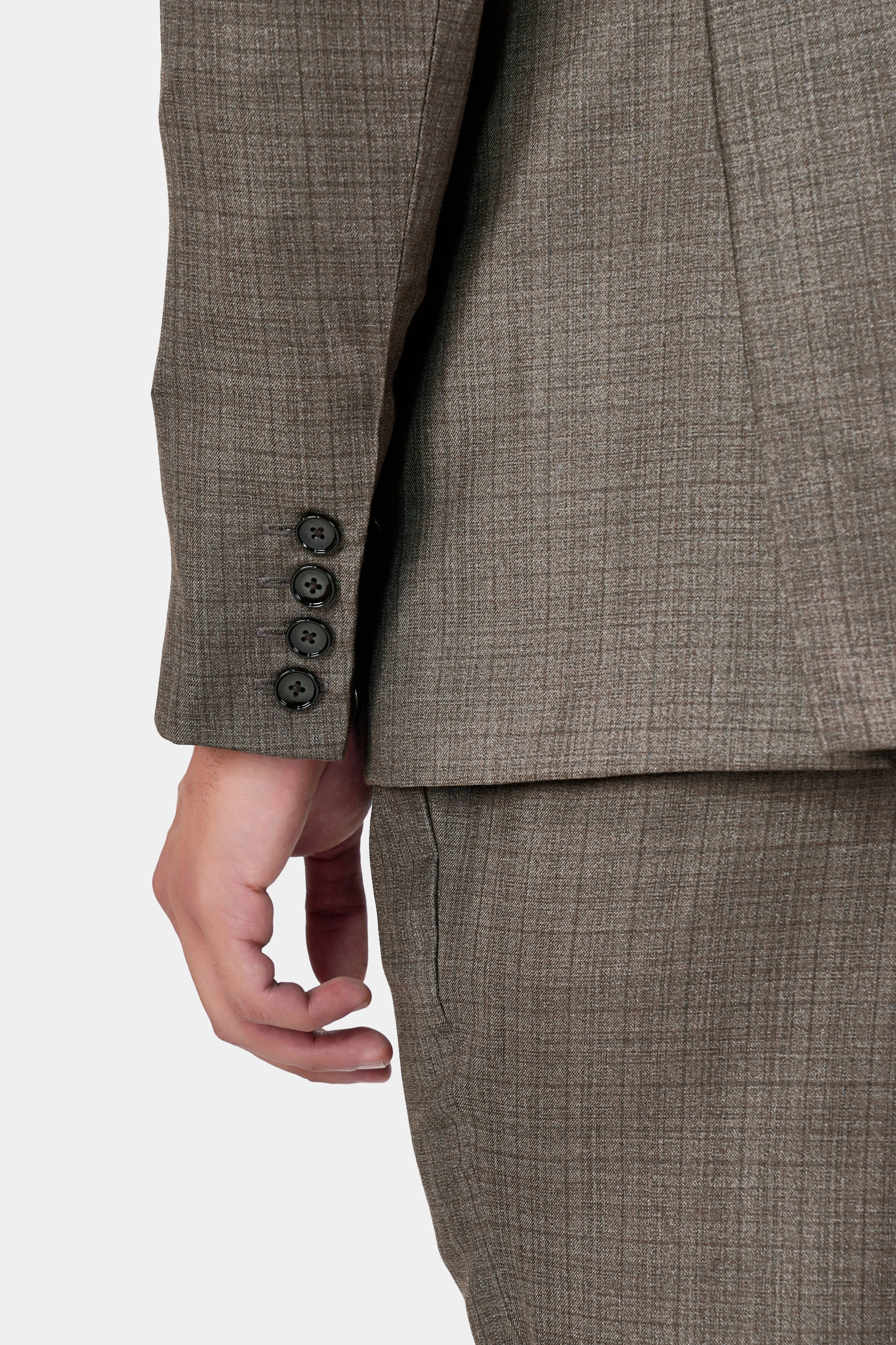 Hemp Brown Checkered Wool Rich Double Breasted Suit sold by French Crown product image thumbnail 4