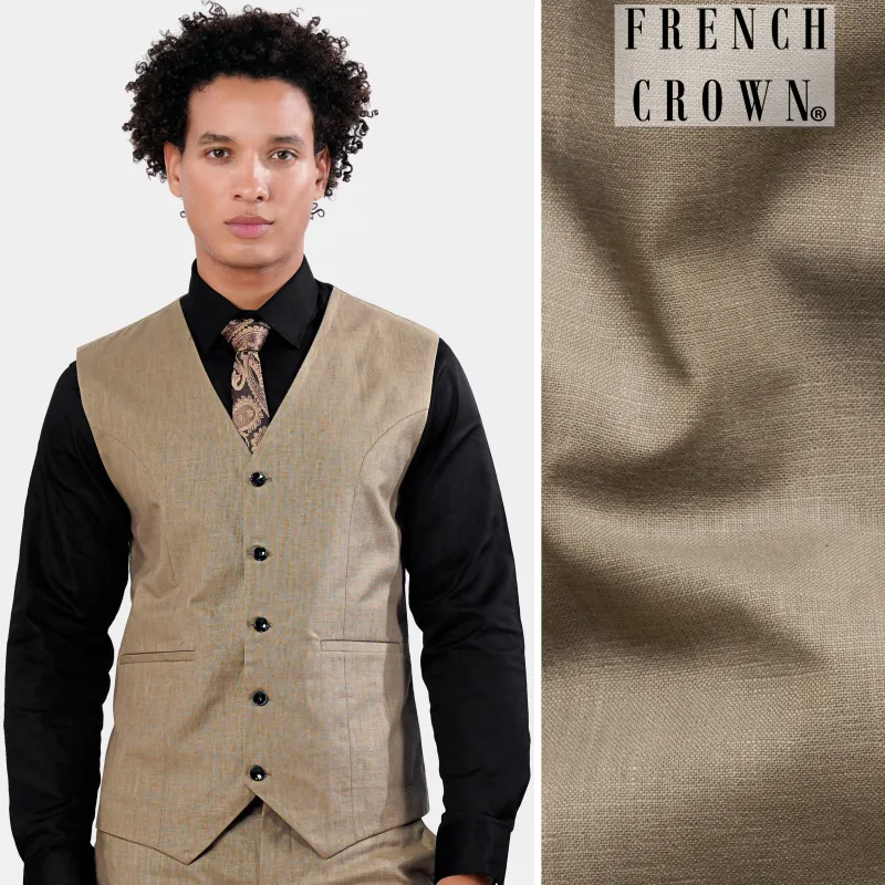 Sandrift Brown Luxurious Linen Sports Waistcoat sold by French Crown
