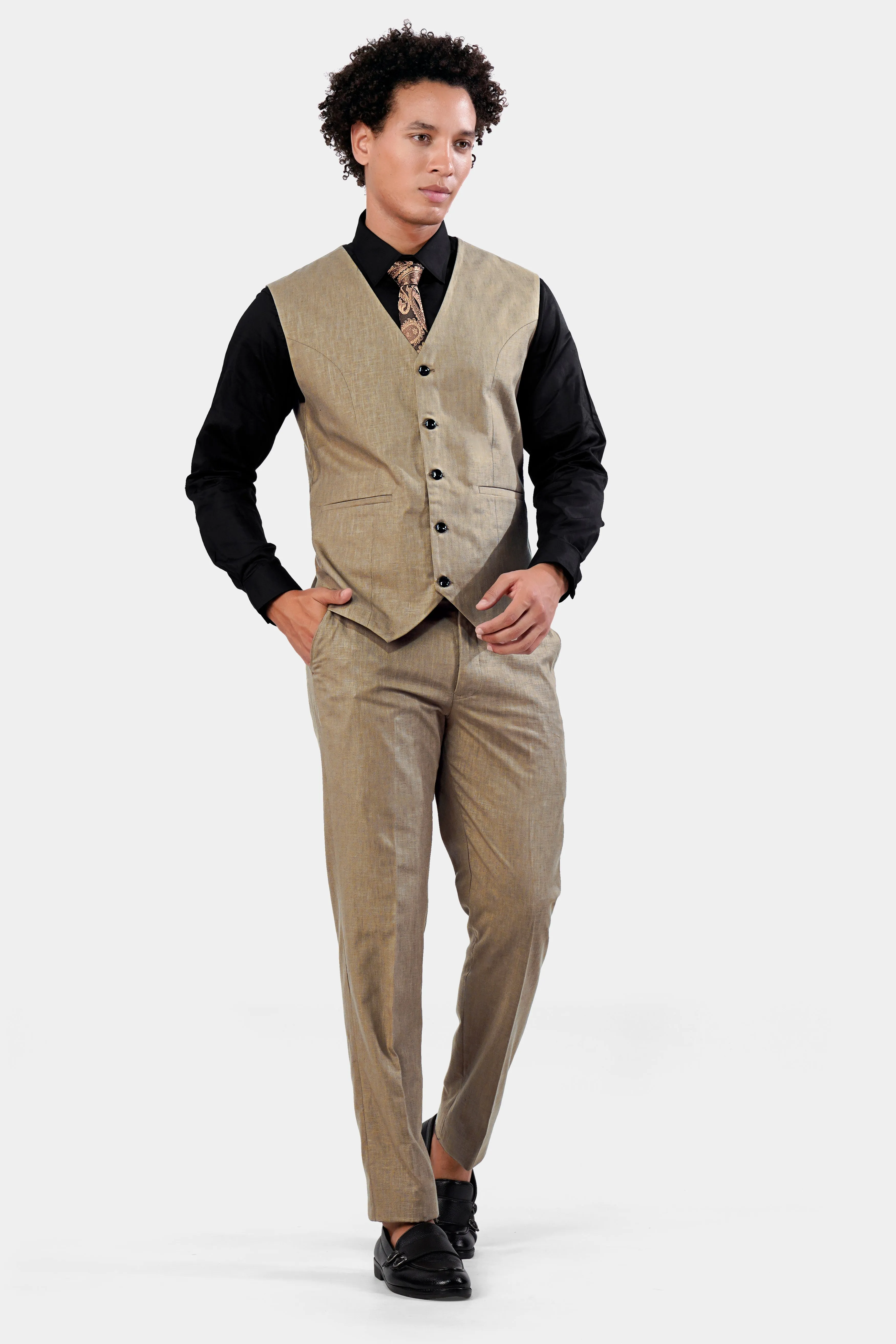 Sandrift Brown Luxurious Linen Sports Waistcoat sold by French Crown product image thumbnail 5