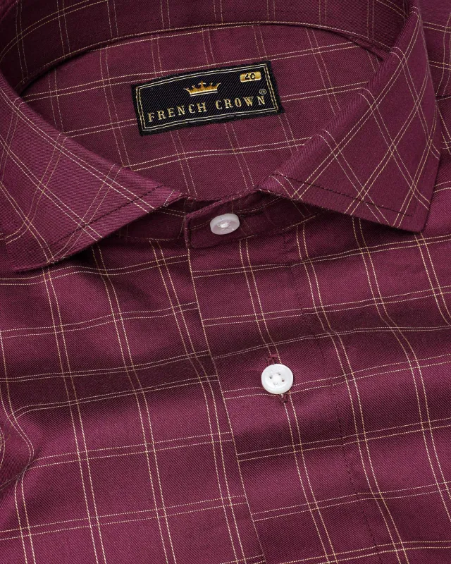 Camelot Wine Checkered Twill Premium Cotton Shirt sold by French Crown