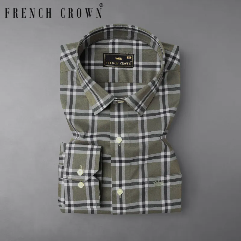 Rifle Green Plaid Premium Cotton shirt sold by French Crown