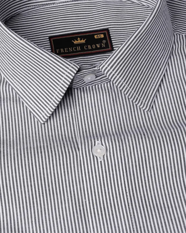 Fedora Gray and White Pinstriped Royal Oxford Shirt sold by French Crown