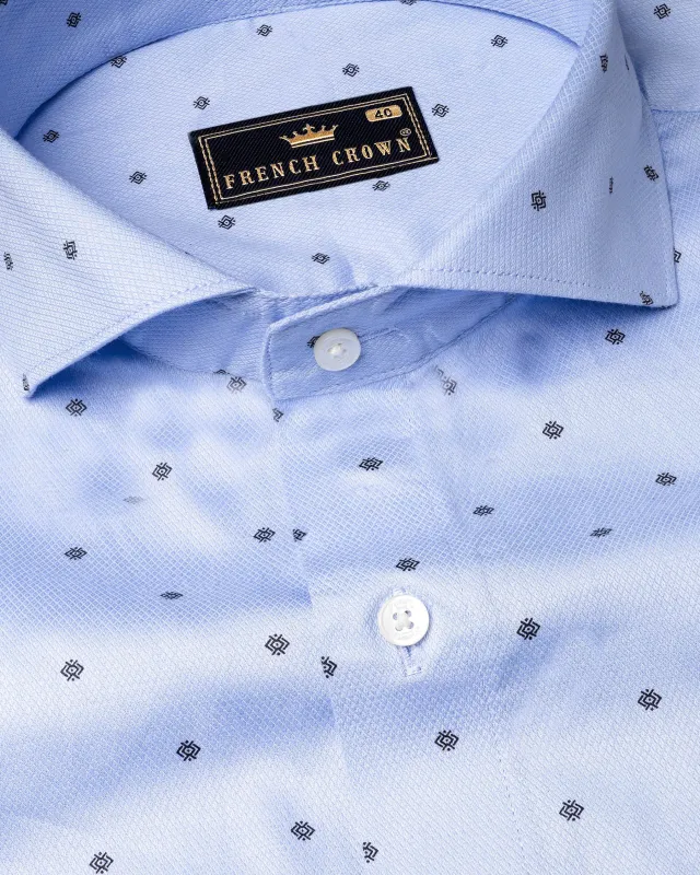 Periwinkle Blue Dobby Textured Premium Giza Cotton Shirt sold by French Crown