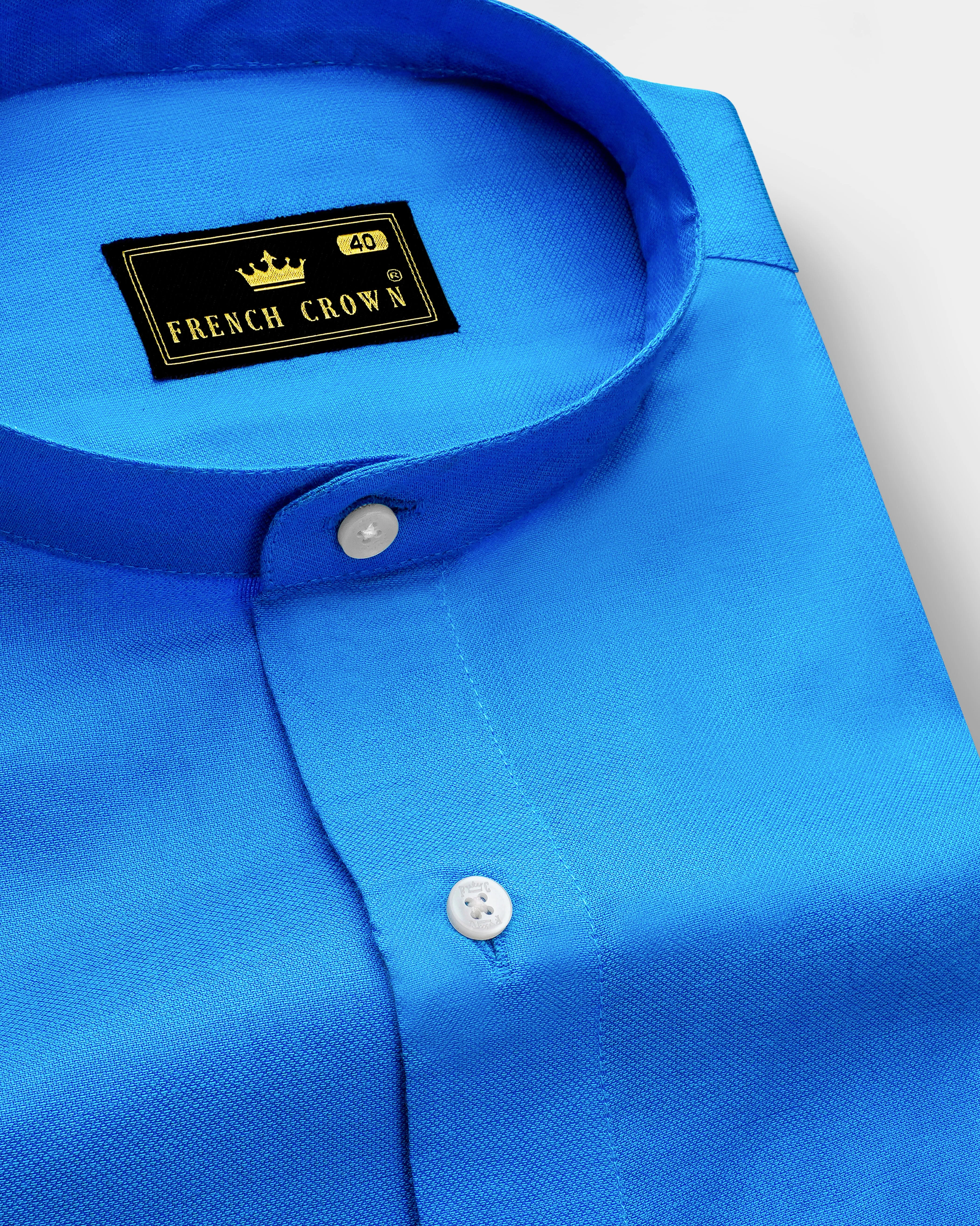 Cerulean Blue Dobby Textured Premium Giza Cotton Shirt sold by French Crown