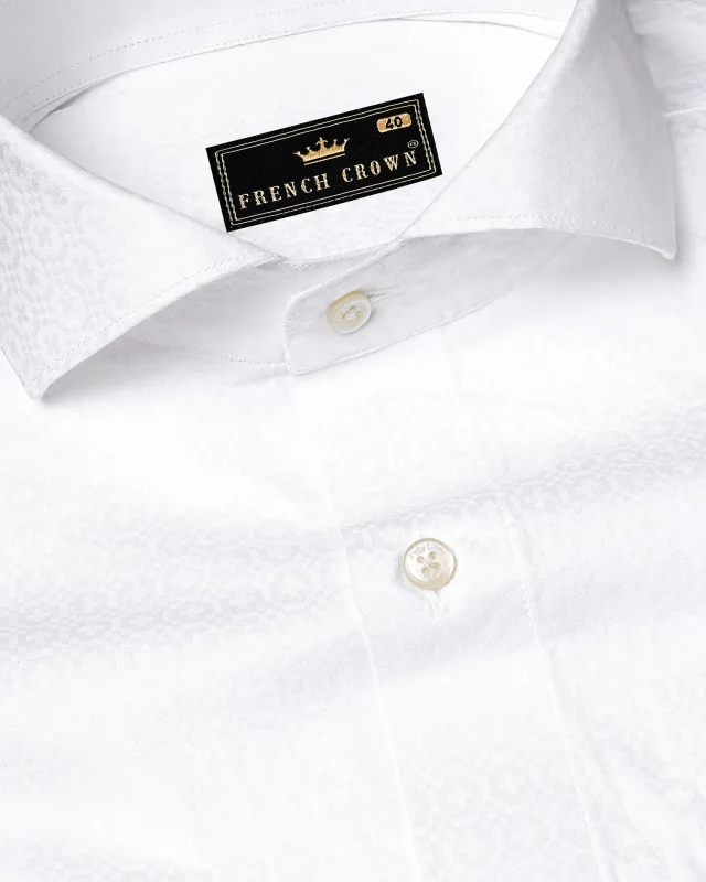 Bright White Dobby Textured Premium Giza Cotton Shirt sold by French Crown